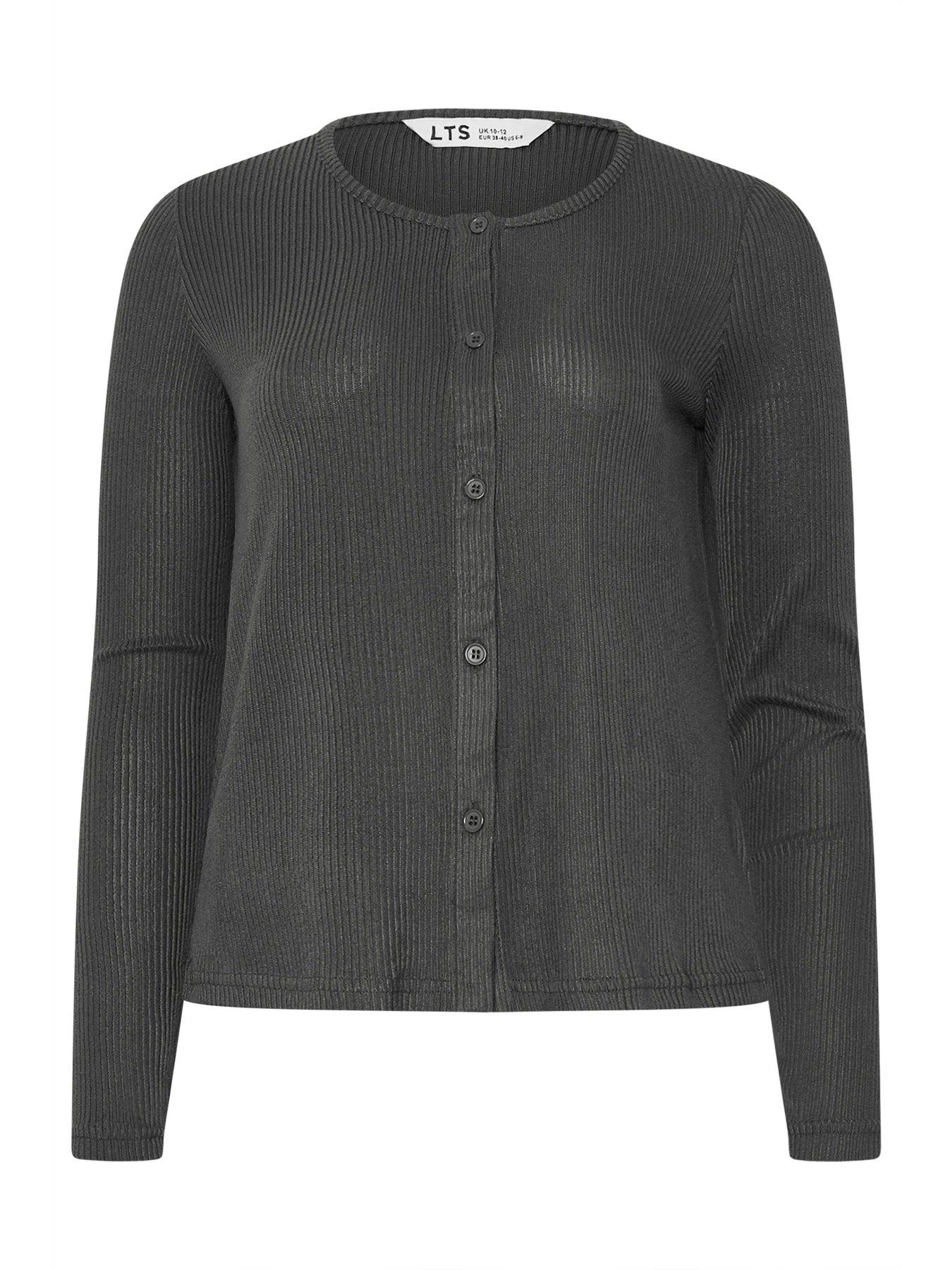 Image 6 of 6 of Long Tall Sally Tall Ribbed Cardigan - Grey