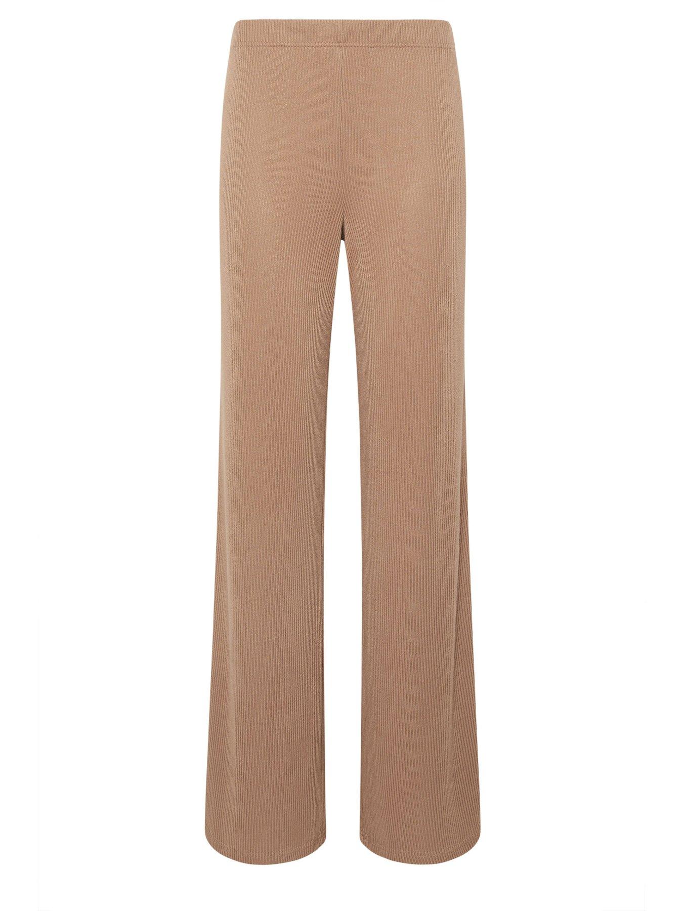 Image 5 of 5 of Long Tall Sally Tall Ribbed Wide Leg Trouser - Brown