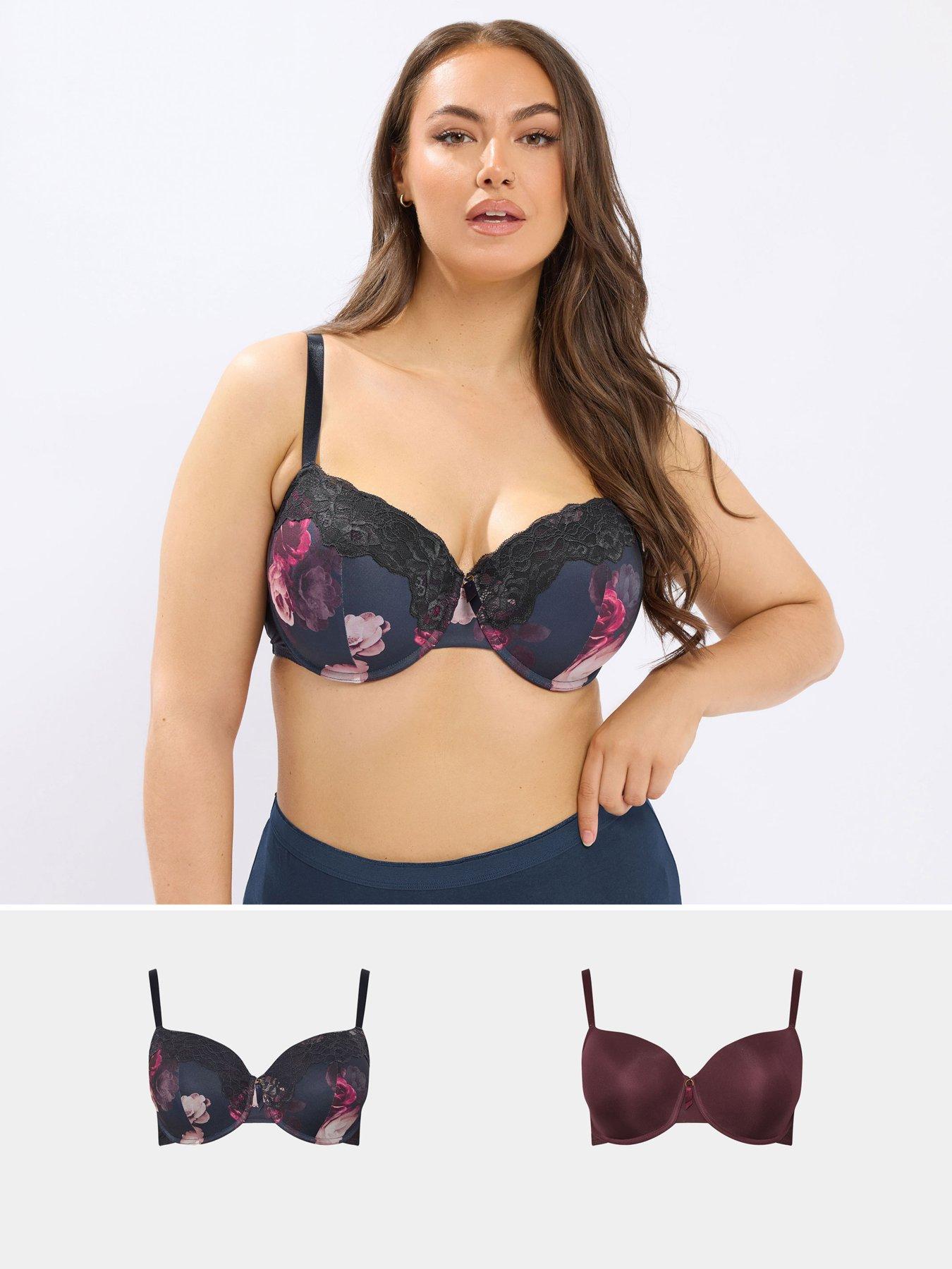 yours-curve-2-pack-floral-t-shirt-bra-blue