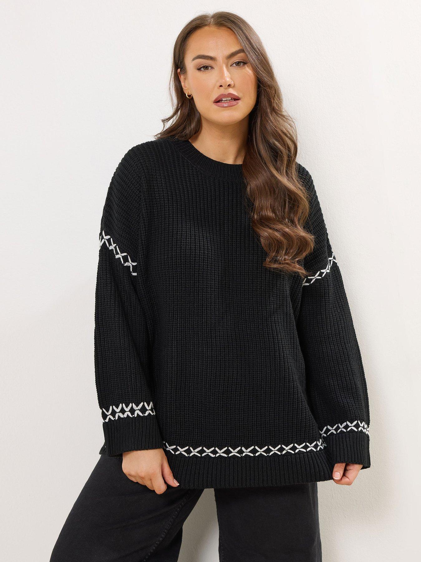 yours-curve-blanket-stitch-jumper-black