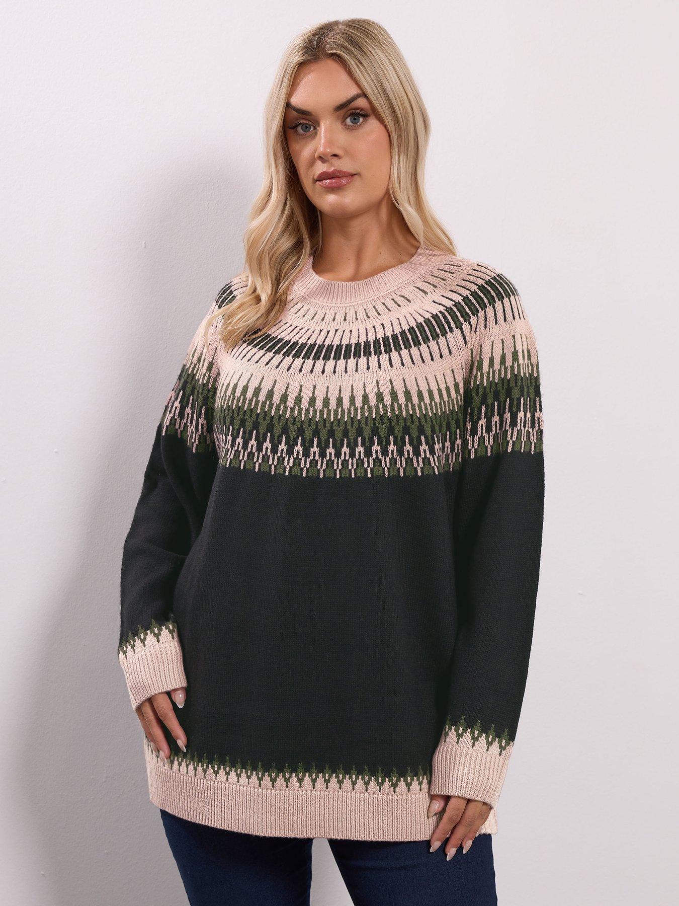 yours-curve-fairisle-jumper-black