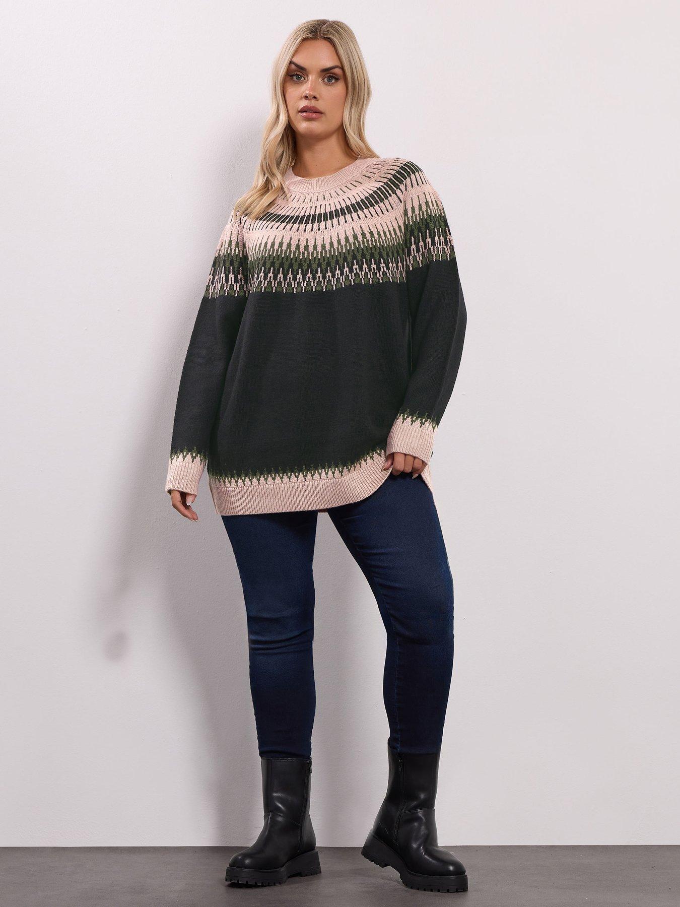 yours-curve-fairisle-jumper-blackback