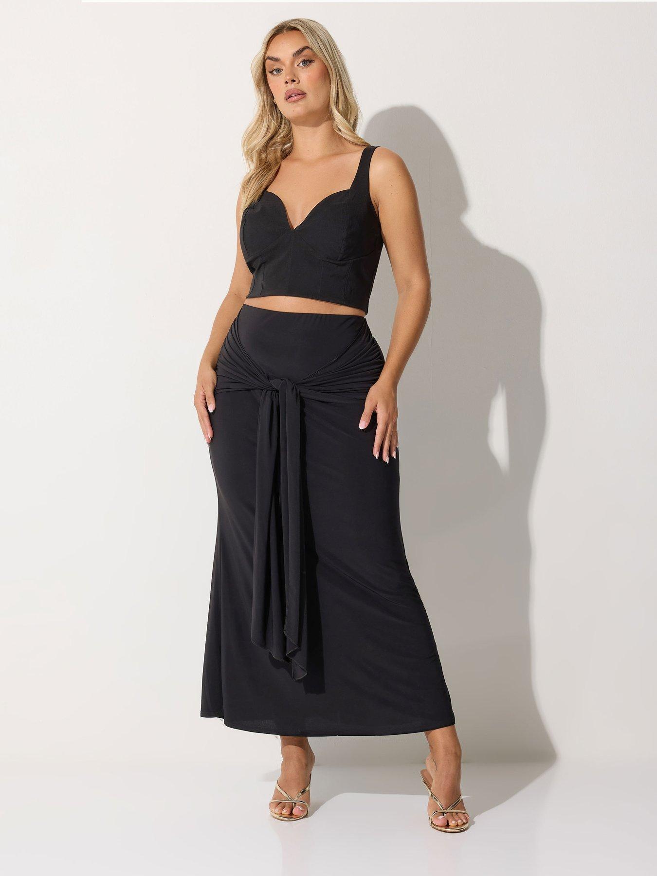 yours-curve-tie-maxi-skirt-blackfront