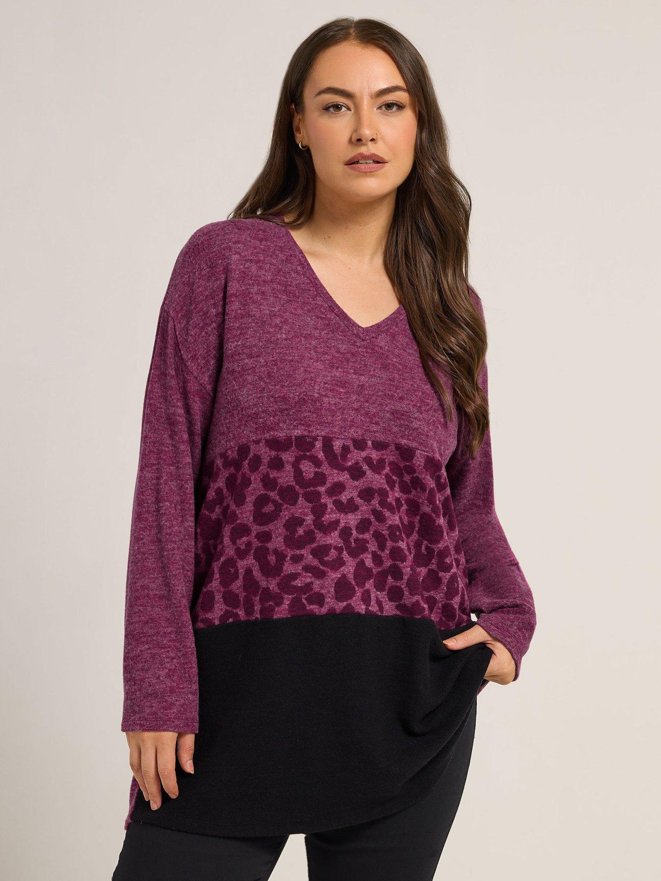 yours-curve-colourblock-animal-jumper-purplefront