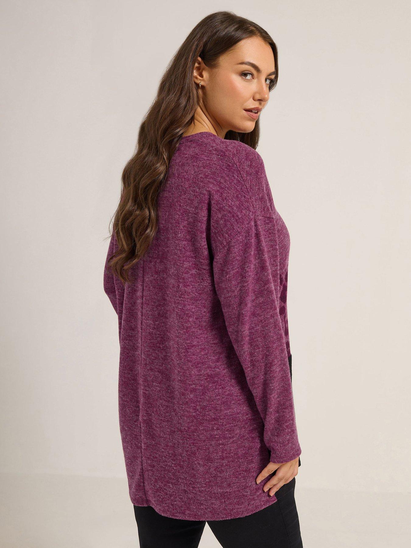yours-curve-colourblock-animal-jumper-purplestillFront
