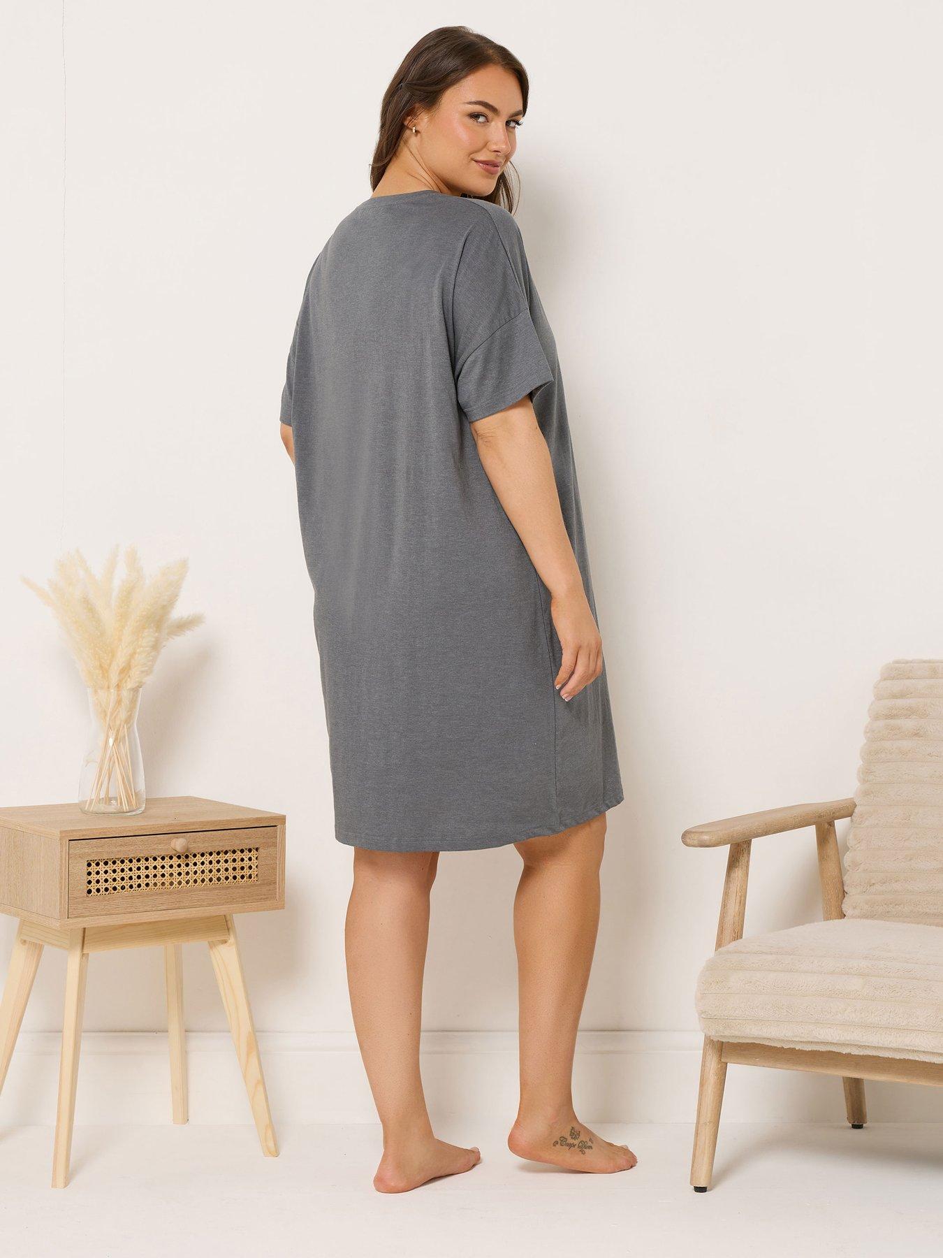 Image 2 of 4 of Yours Curve Highland Cow Sleeptee Nightdress - Grey
