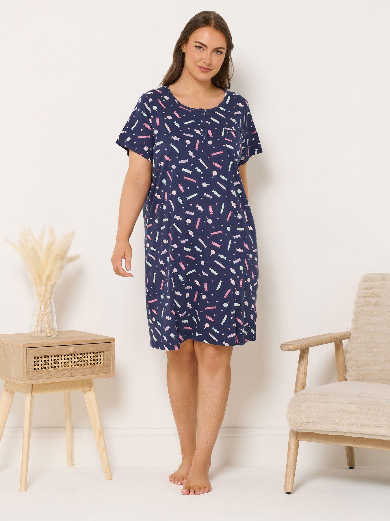 Yours Curve Sweets Placket Nightdress - Blue