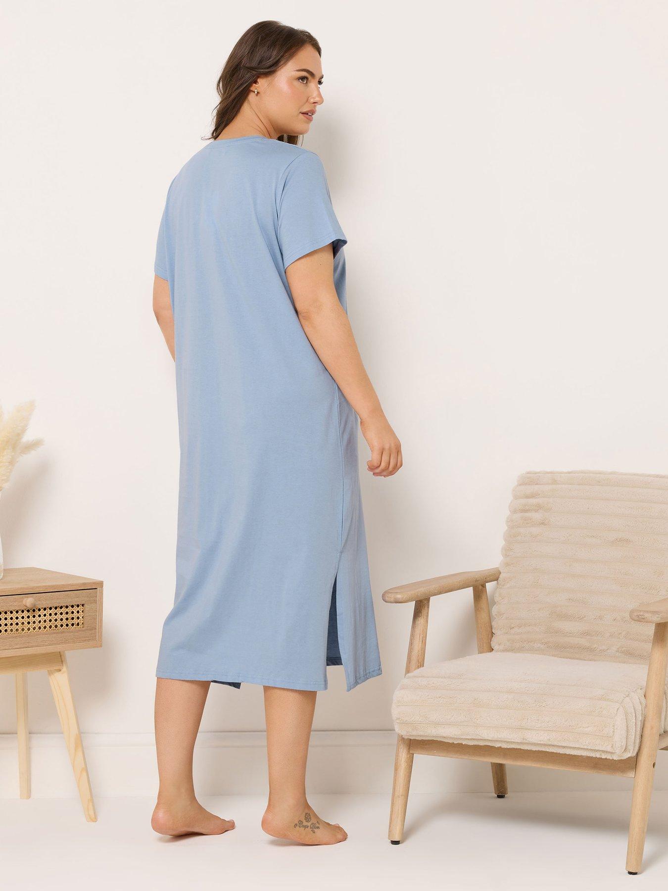 Image 2 of 4 of Yours Curve Ready For Bed Owl Nightdress - Blue
