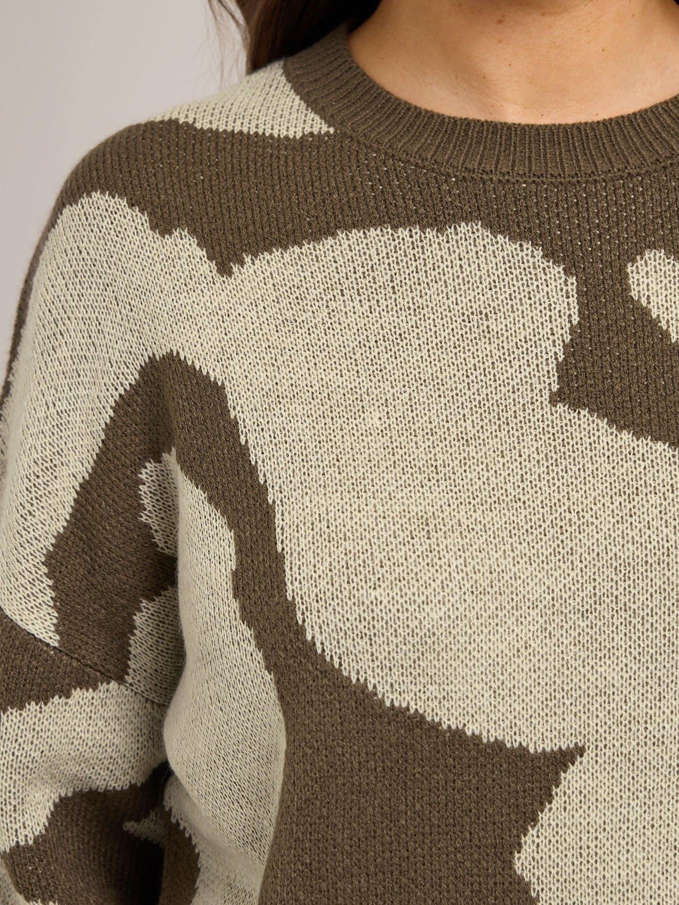 yours-curve-blurred-floral-jumper-brownoutfit