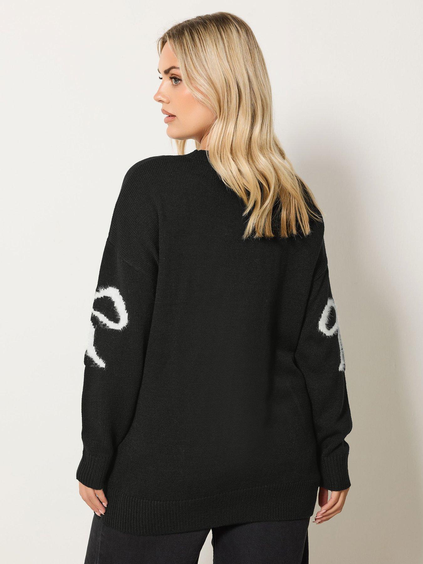 yours-curve-fluffy-bow-jumper-blackstillFront