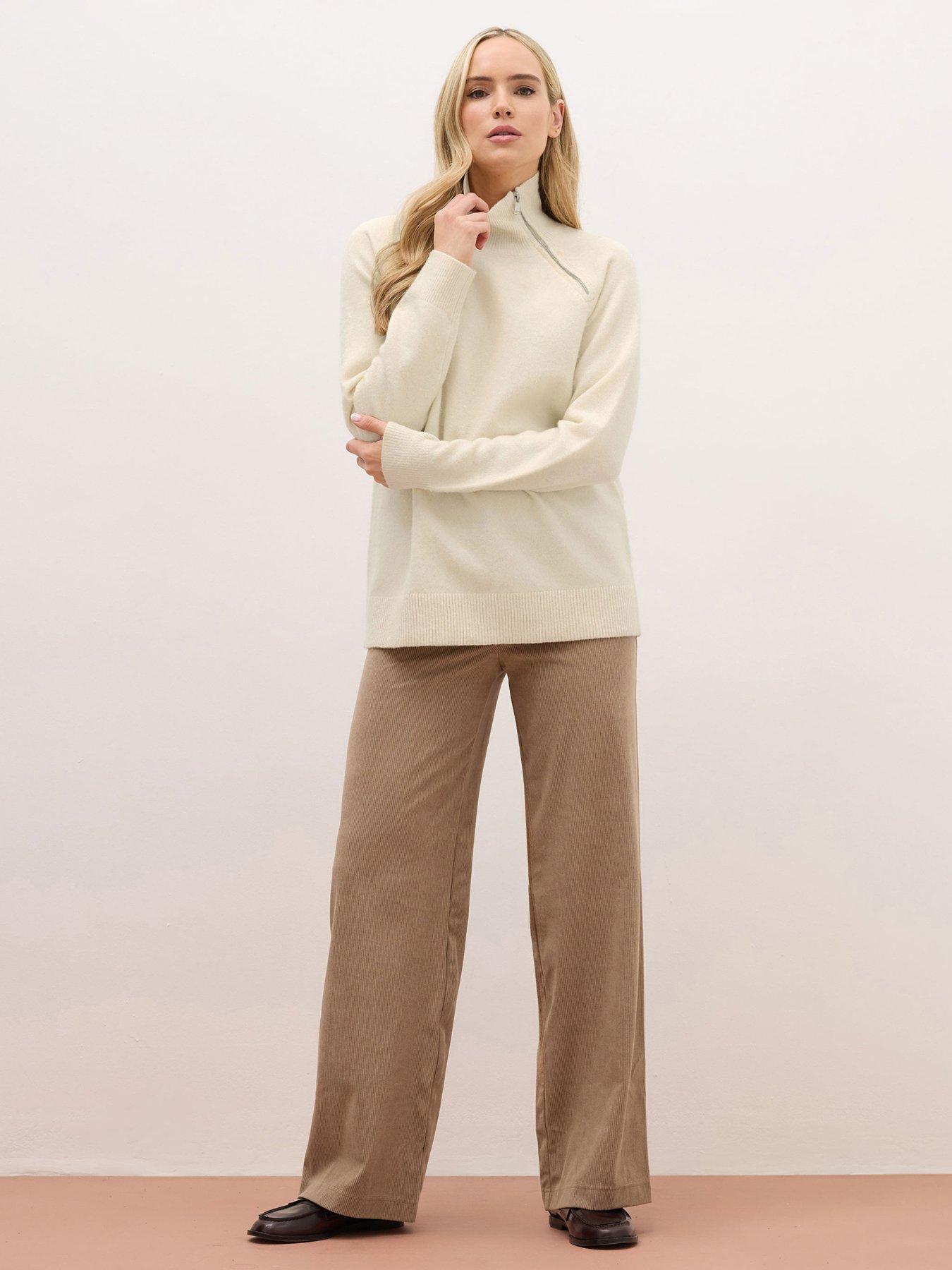 Image 3 of 4 of Long Tall Sally Premium Zip Funnel Jumper - Natural