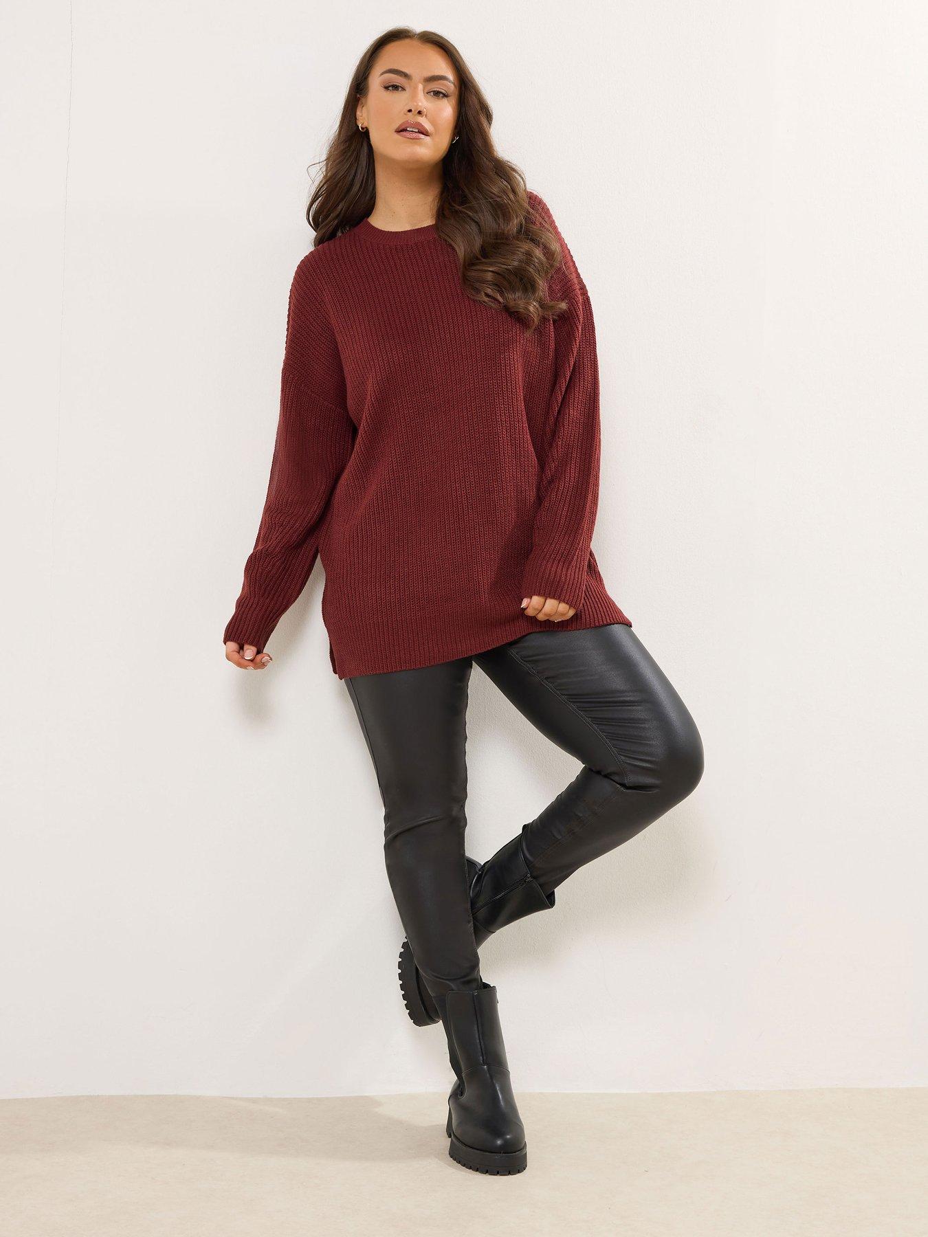 Image 3 of 4 of Yours Curve Drop Shoulder Jumper - Red