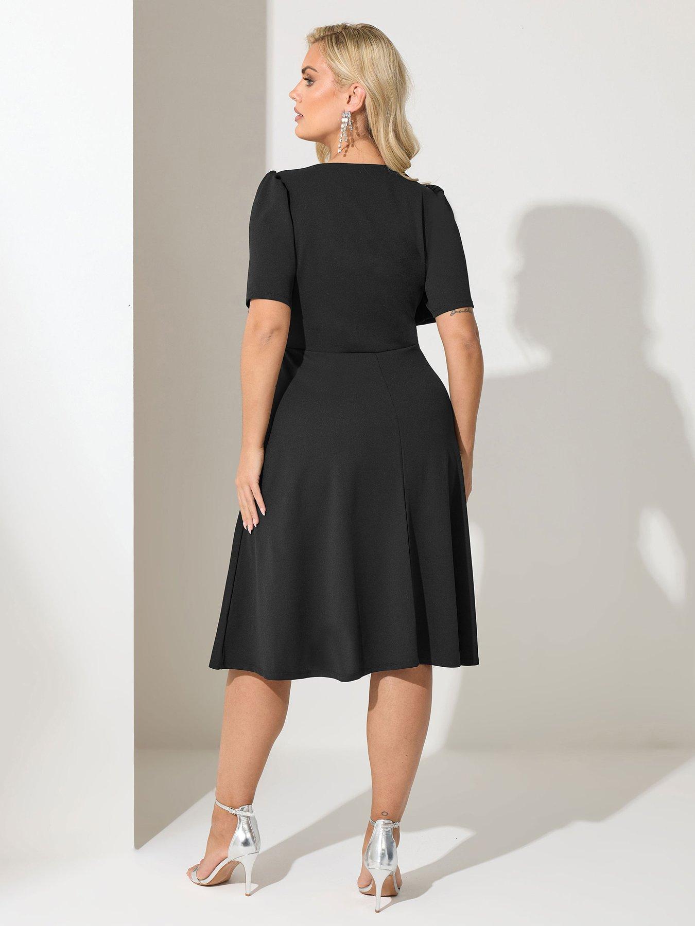 Image 2 of 4 of Yours Curve Knot Skater Dress - Black