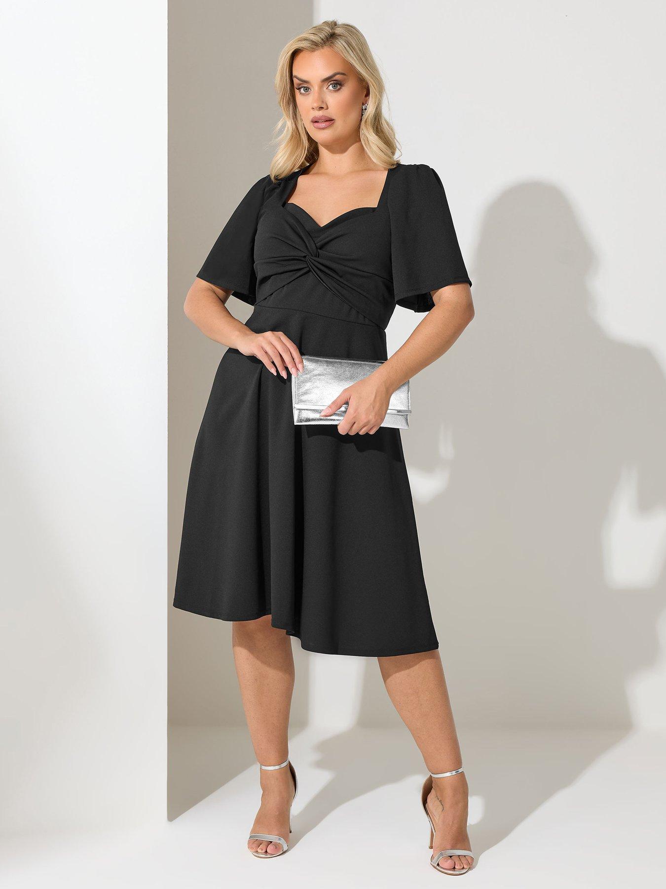 Image 3 of 4 of Yours Curve Knot Skater Dress - Black