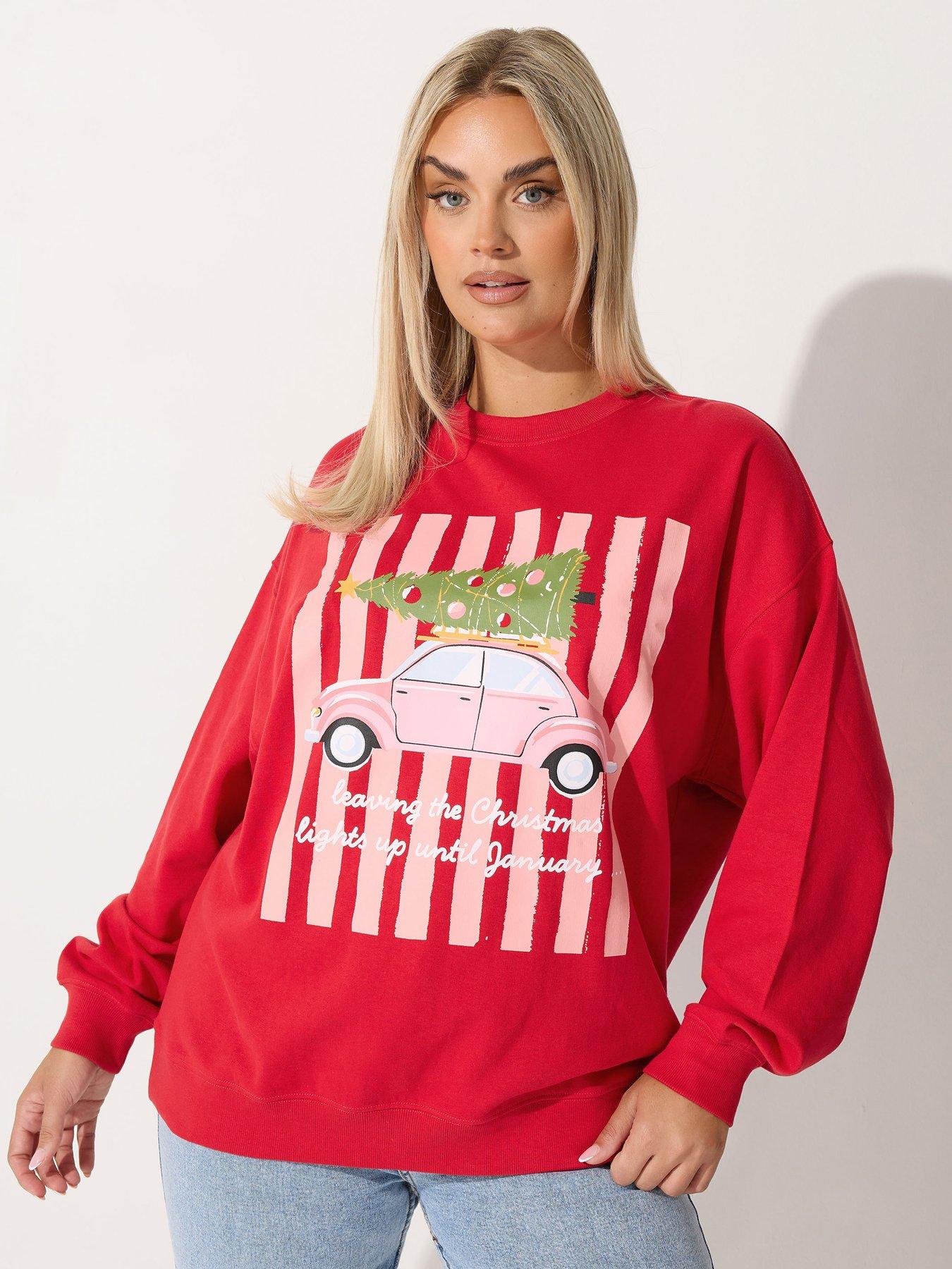 yours-curve-christmas-lights-jumper-redfront