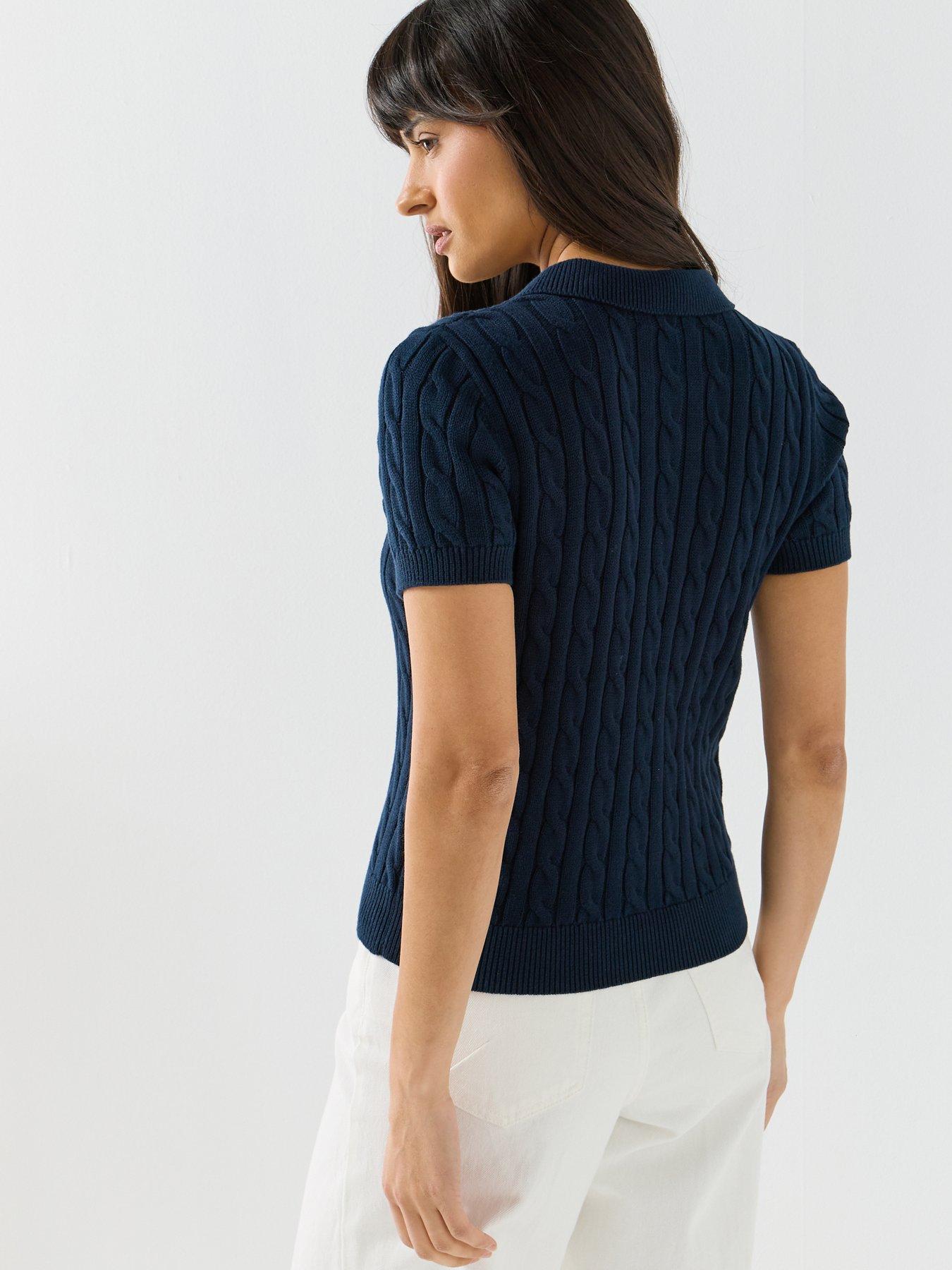 Image 2 of 6 of Lauren by Ralph Lauren Nartrissa Short Sleeve Pull Over - Navy