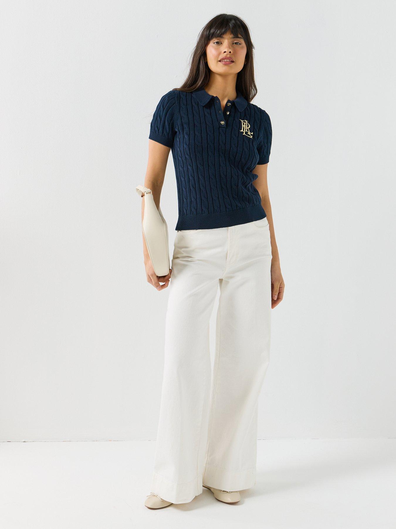 Image 3 of 6 of Lauren by Ralph Lauren Nartrissa Short Sleeve Pull Over - Navy