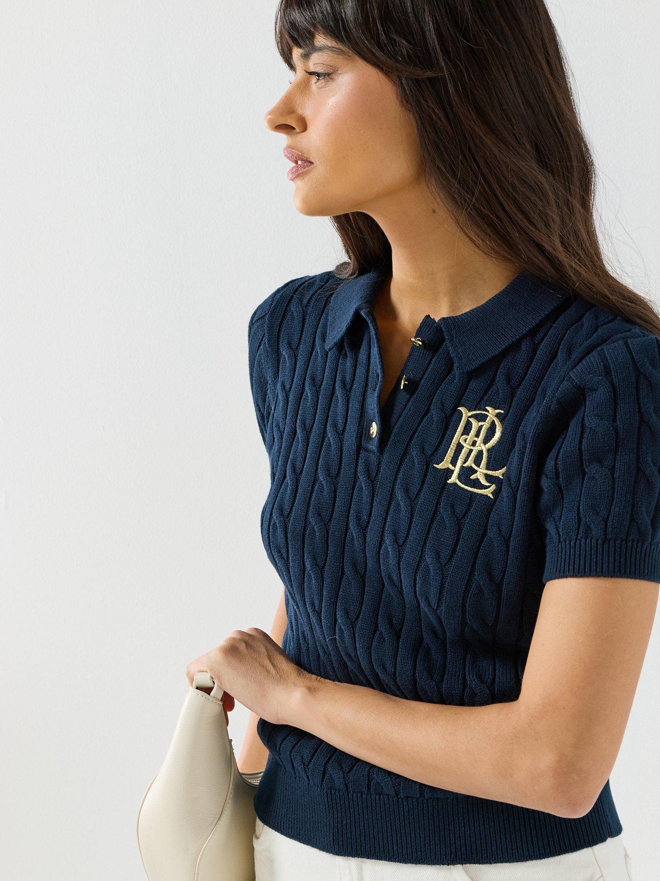 Image 4 of 6 of Lauren by Ralph Lauren Nartrissa Short Sleeve Pull Over - Navy