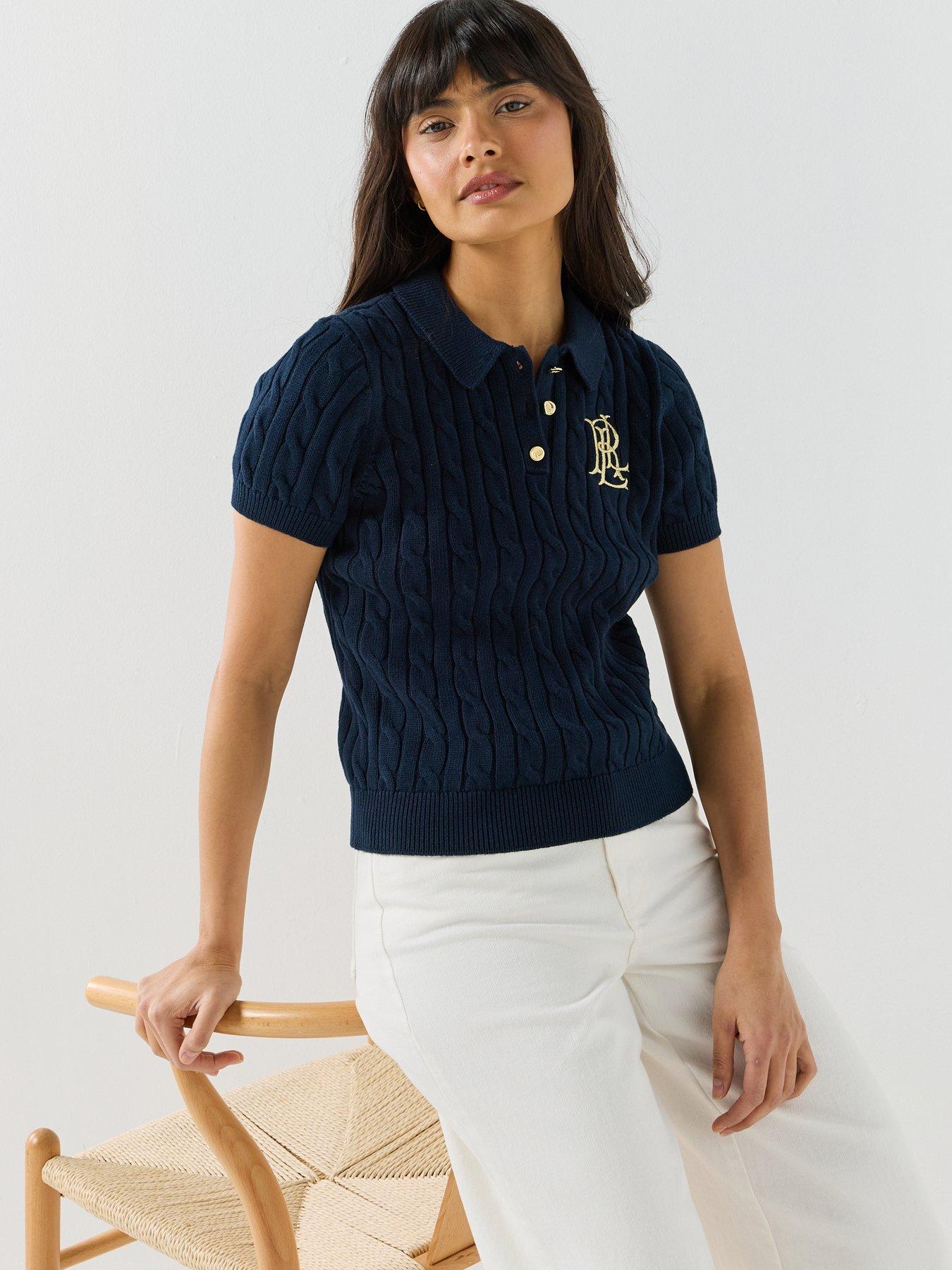 Image 5 of 6 of Lauren by Ralph Lauren Nartrissa Short Sleeve Pull Over - Navy