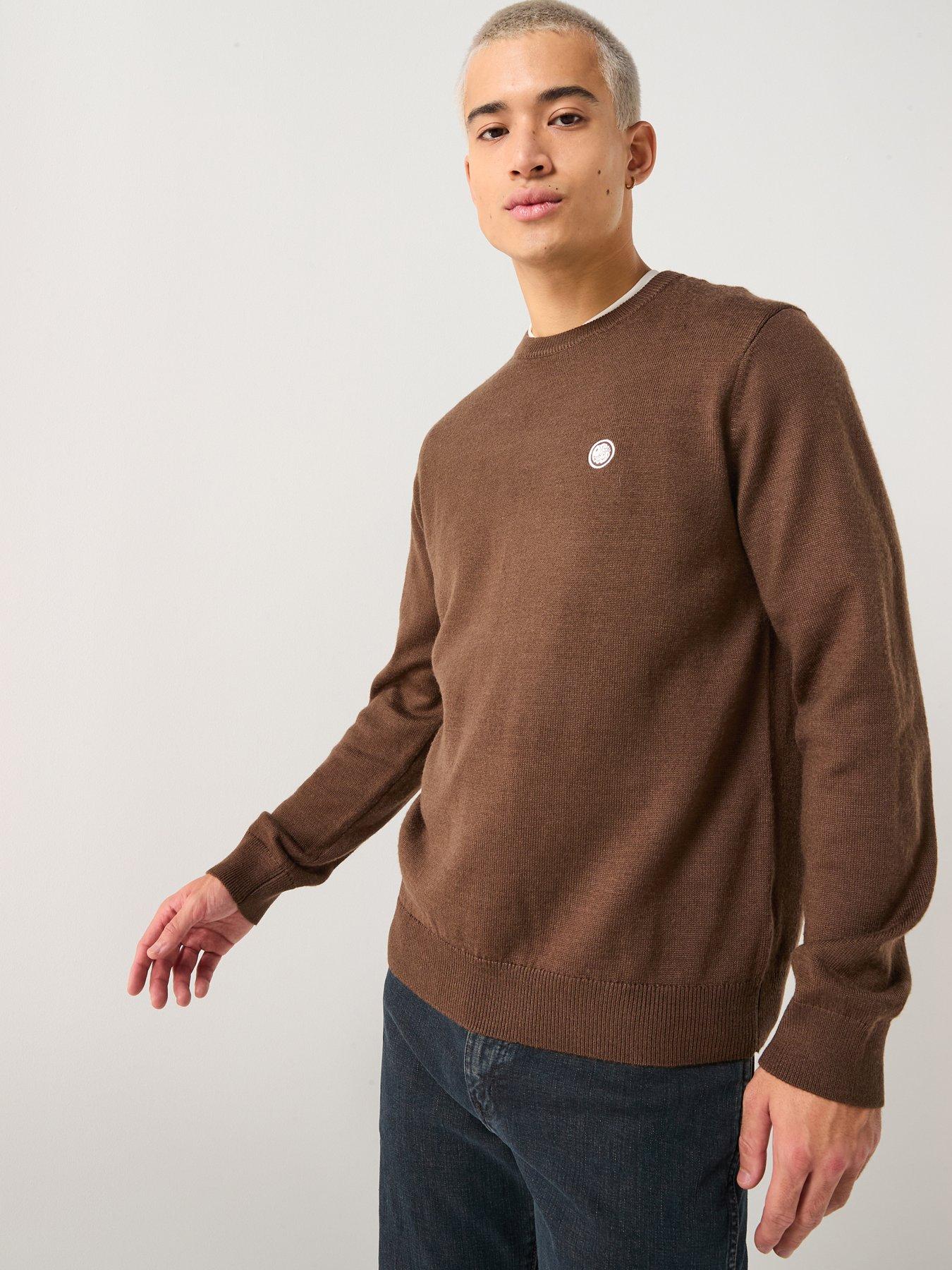 pretty-green-pretty-green-tipped-crew-knitted-jumper-brownfront