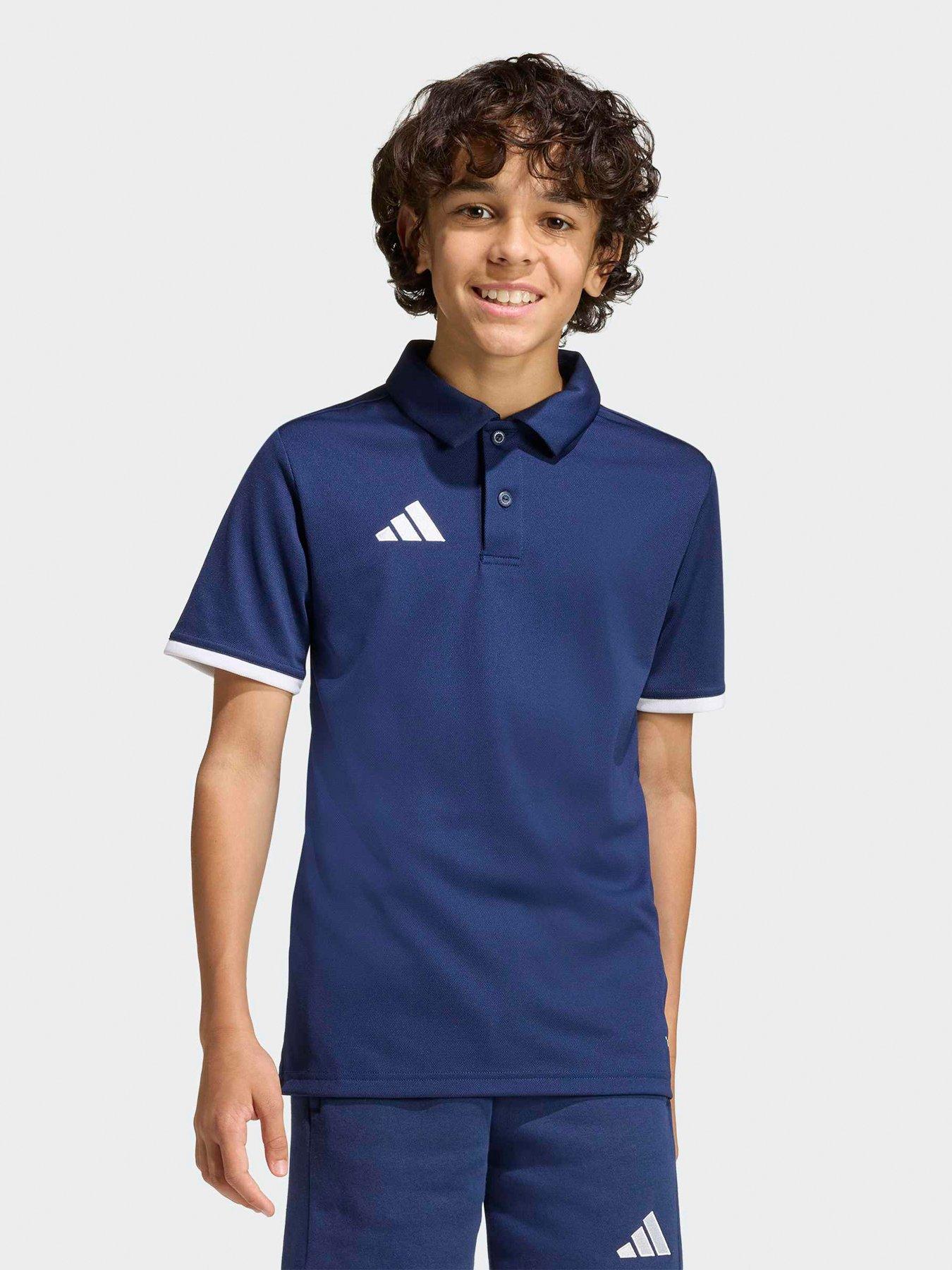 adidas Junior Entrada 26 Football Short Sleeve Polo Shirt - Navy