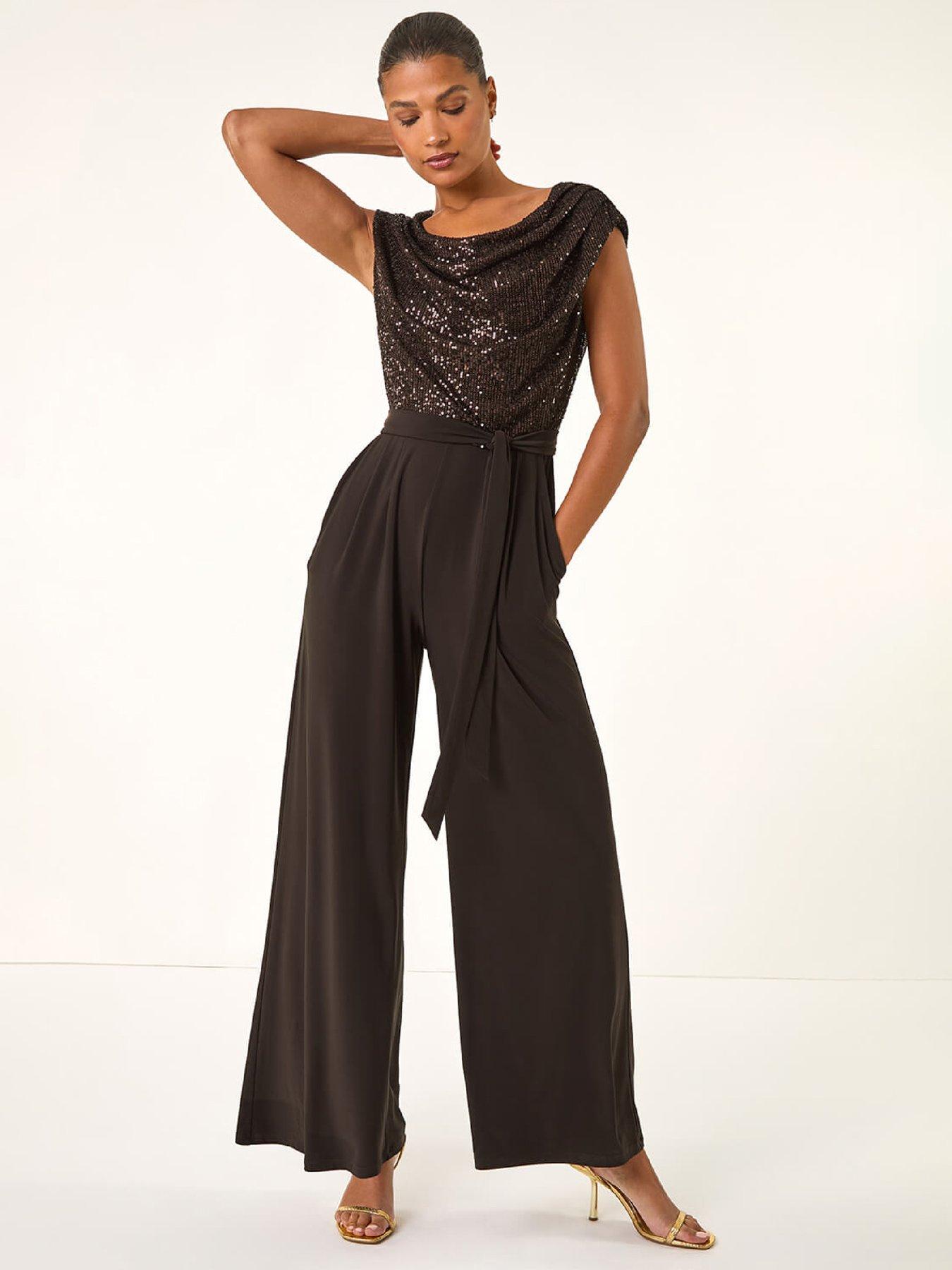 roman-sequin-bodice-cowl-neck-jumpsuit-chocolatefront