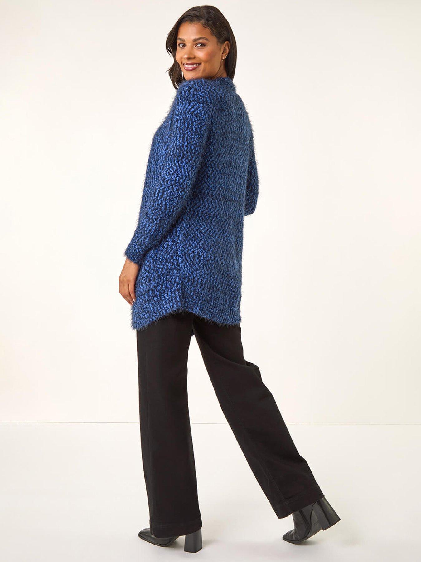 roman-fluffy-longline-knit-cardigan-bluestillFront