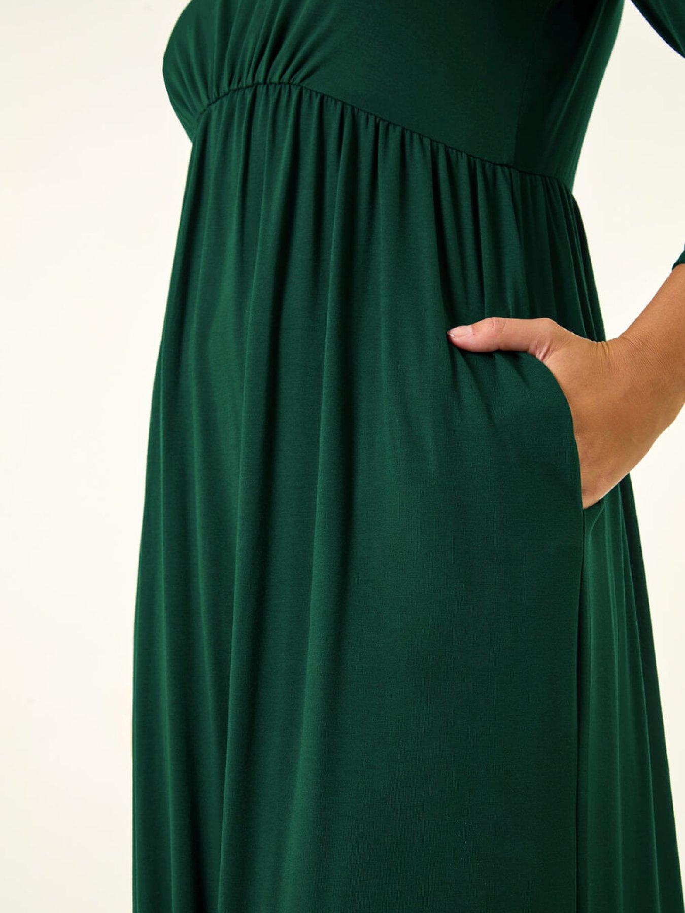roman-dusk-gathered-pocket-stretch-midi-dress-tealdetail