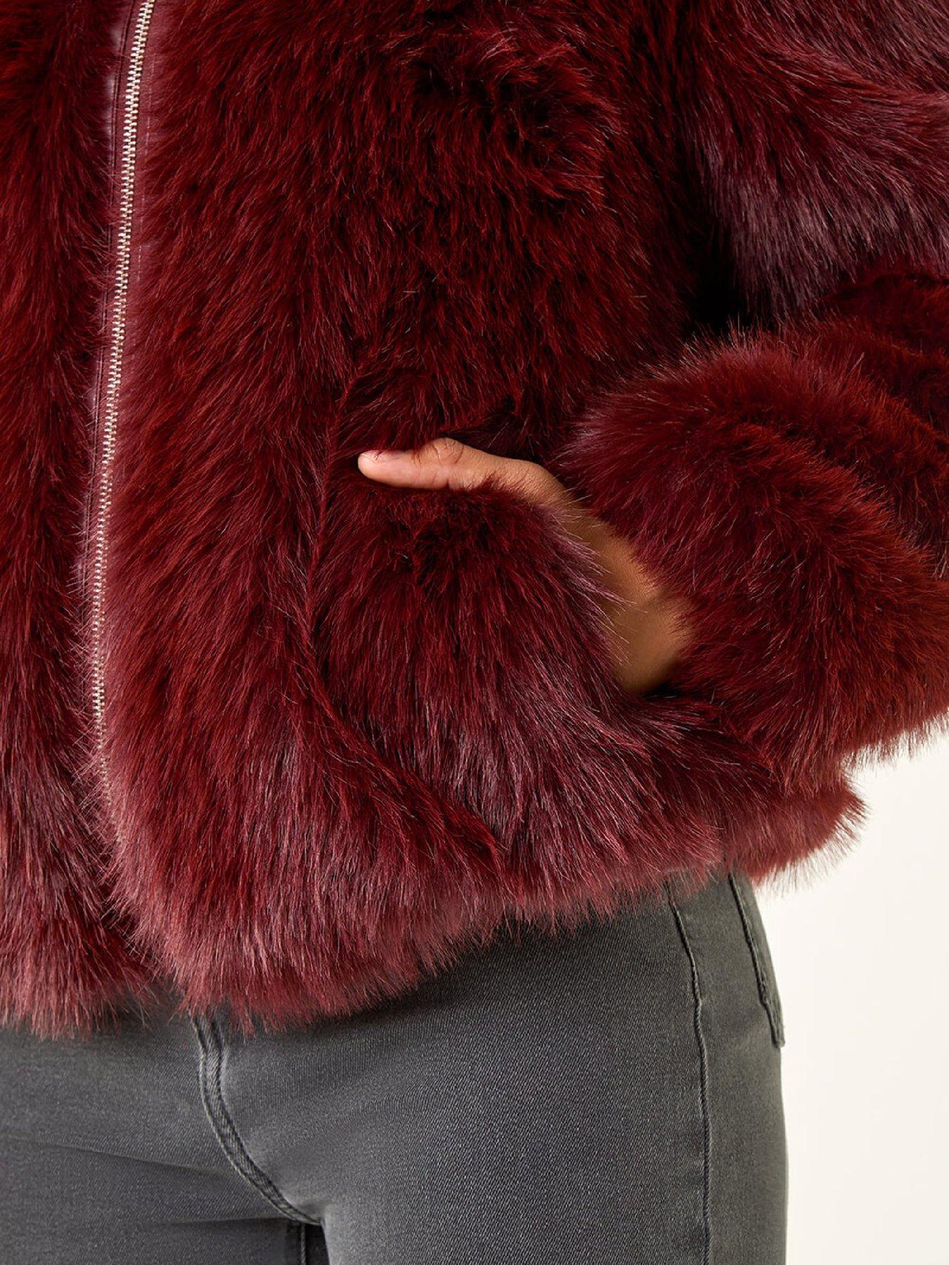 roman-faux-fur-relaxed-bomber-burgundydetail