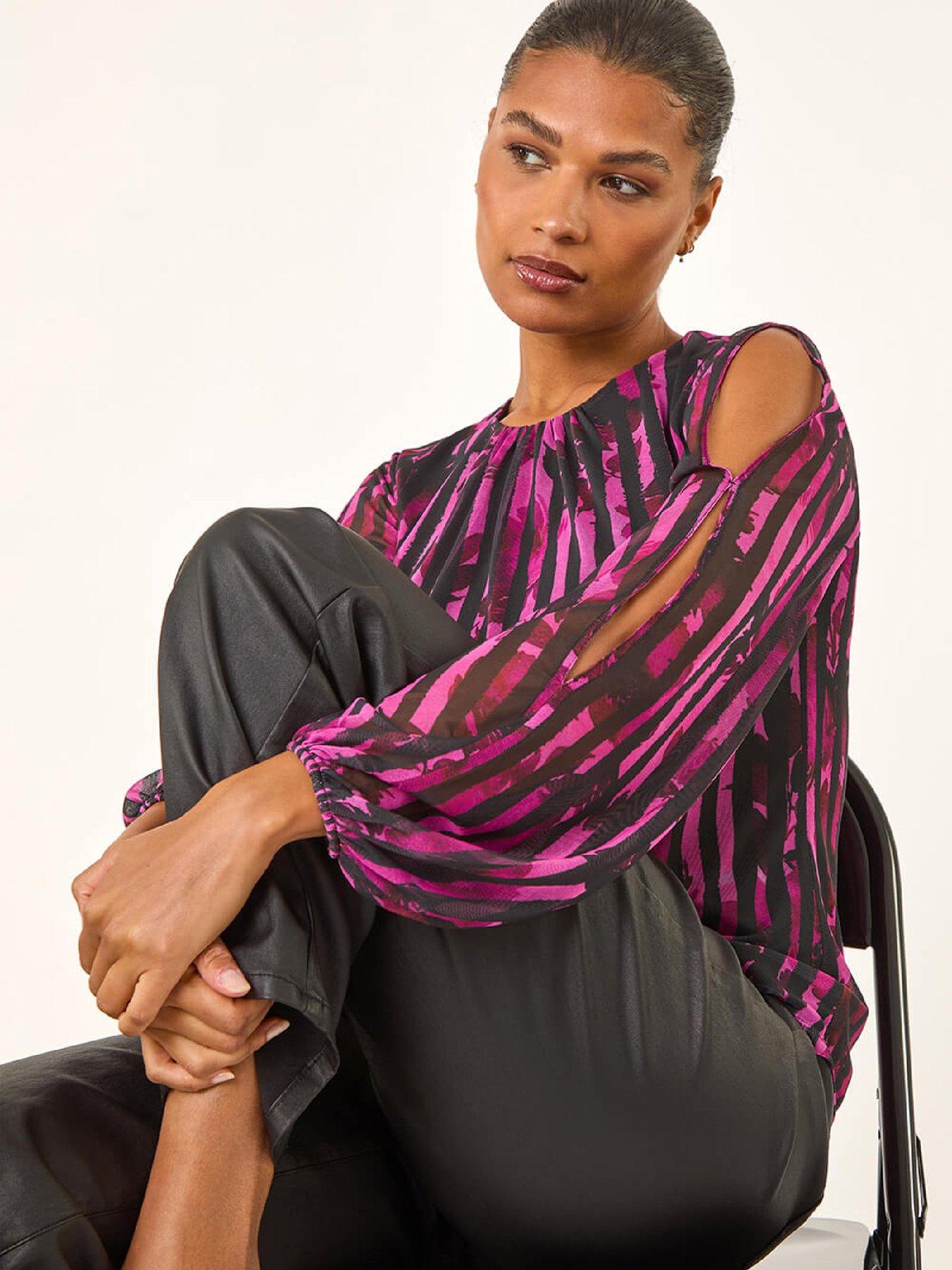 roman-strip-print-mesh-overlay-top-pinkoutfit