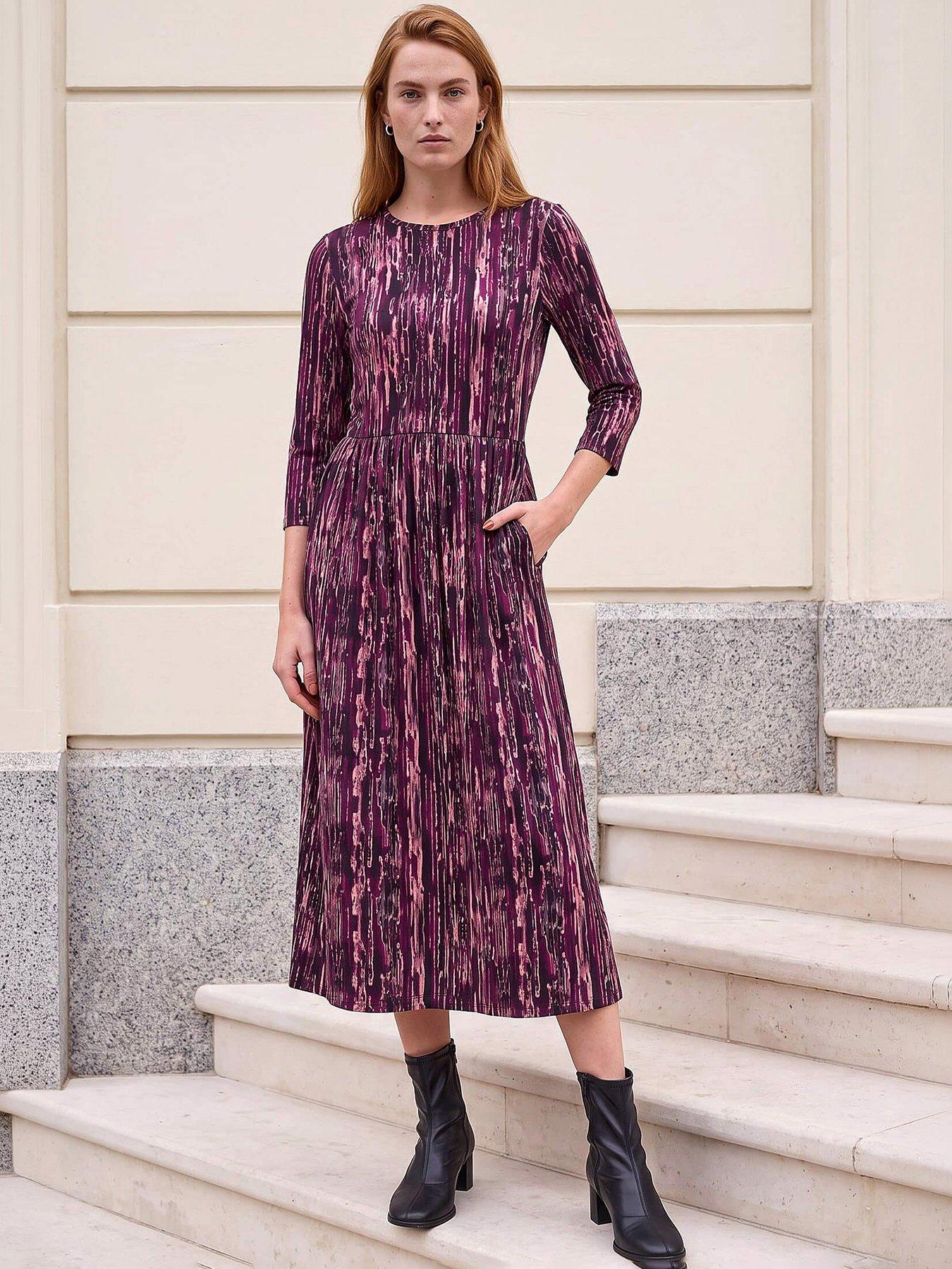 roman-abstract-print-stretch-midi-dress-plum
