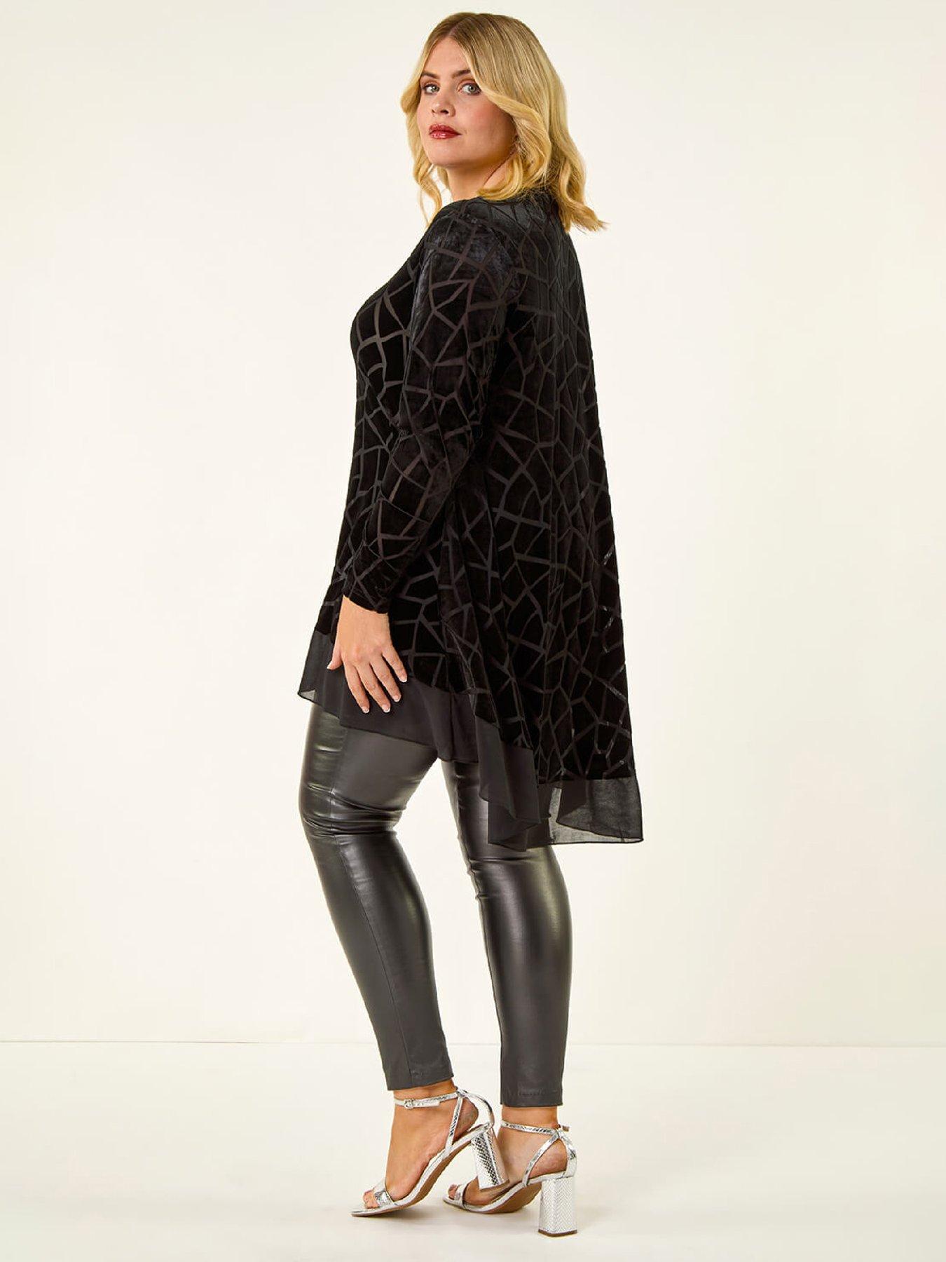 roman-curve-velvet-chiffon-hem-top-blackstillFront