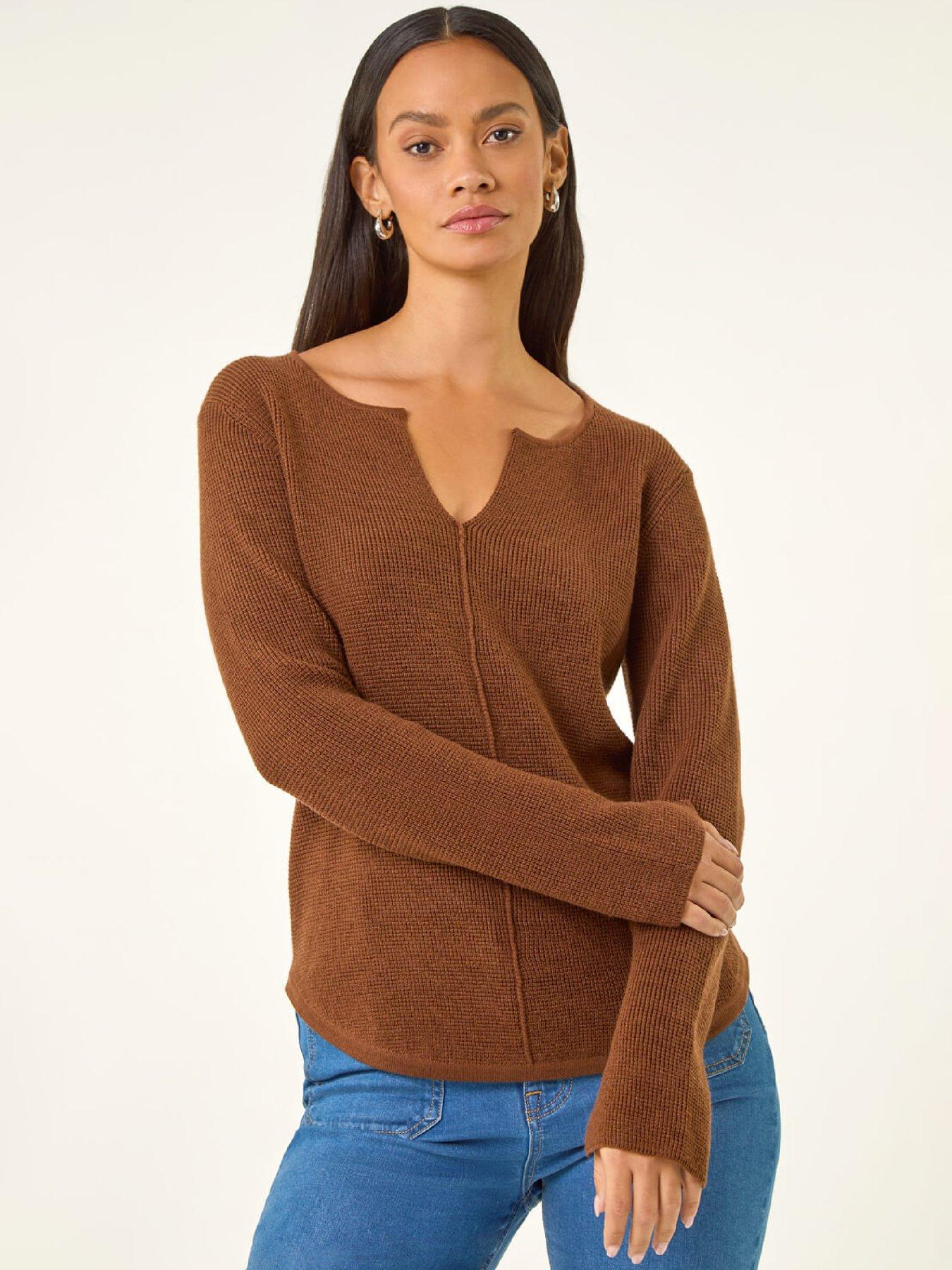 roman-dusk-waffle-knit-jumper-chocolate