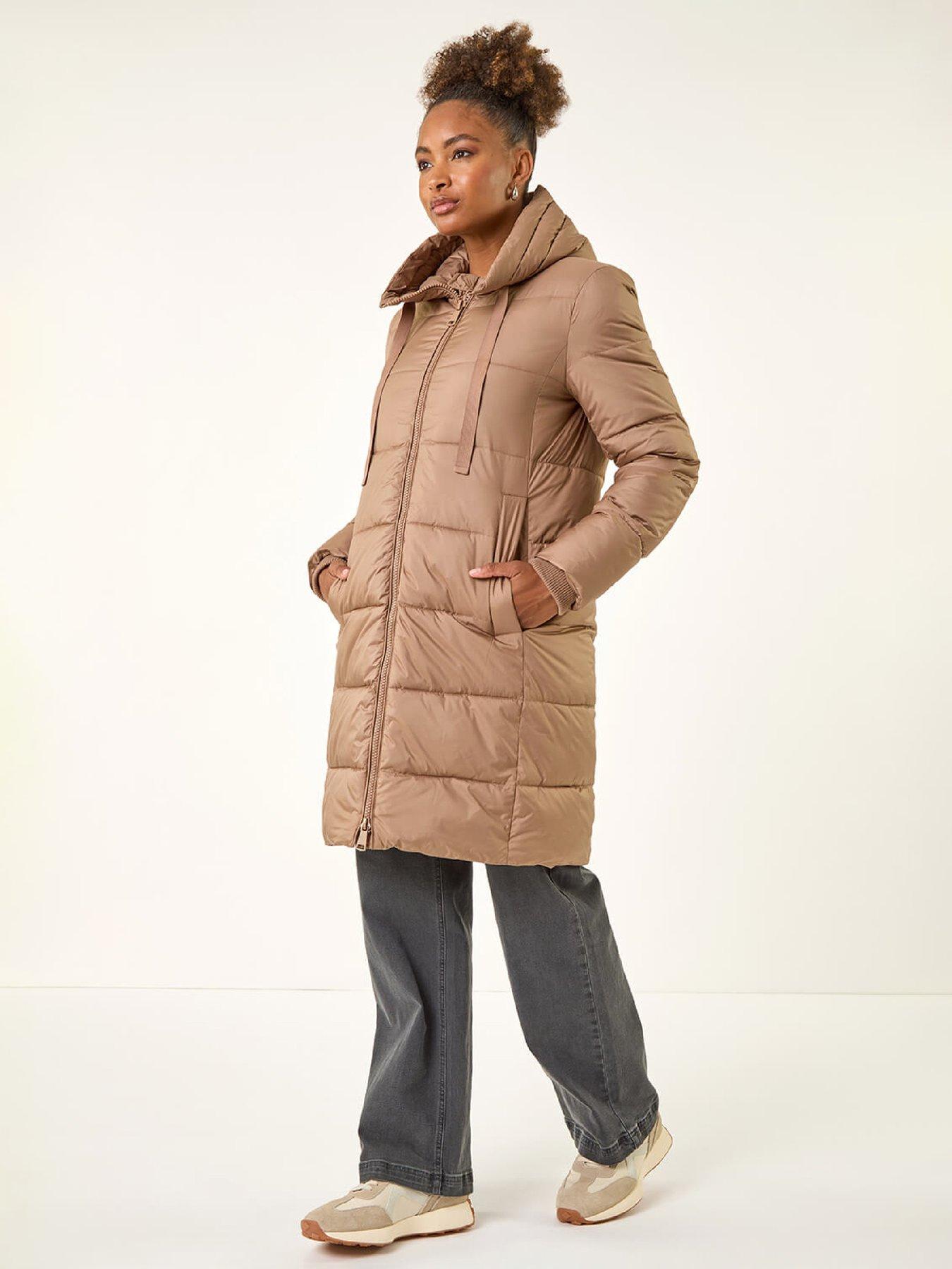 Image 1 of 5 of Roman Longline Padded Hooded Coat - Mocha