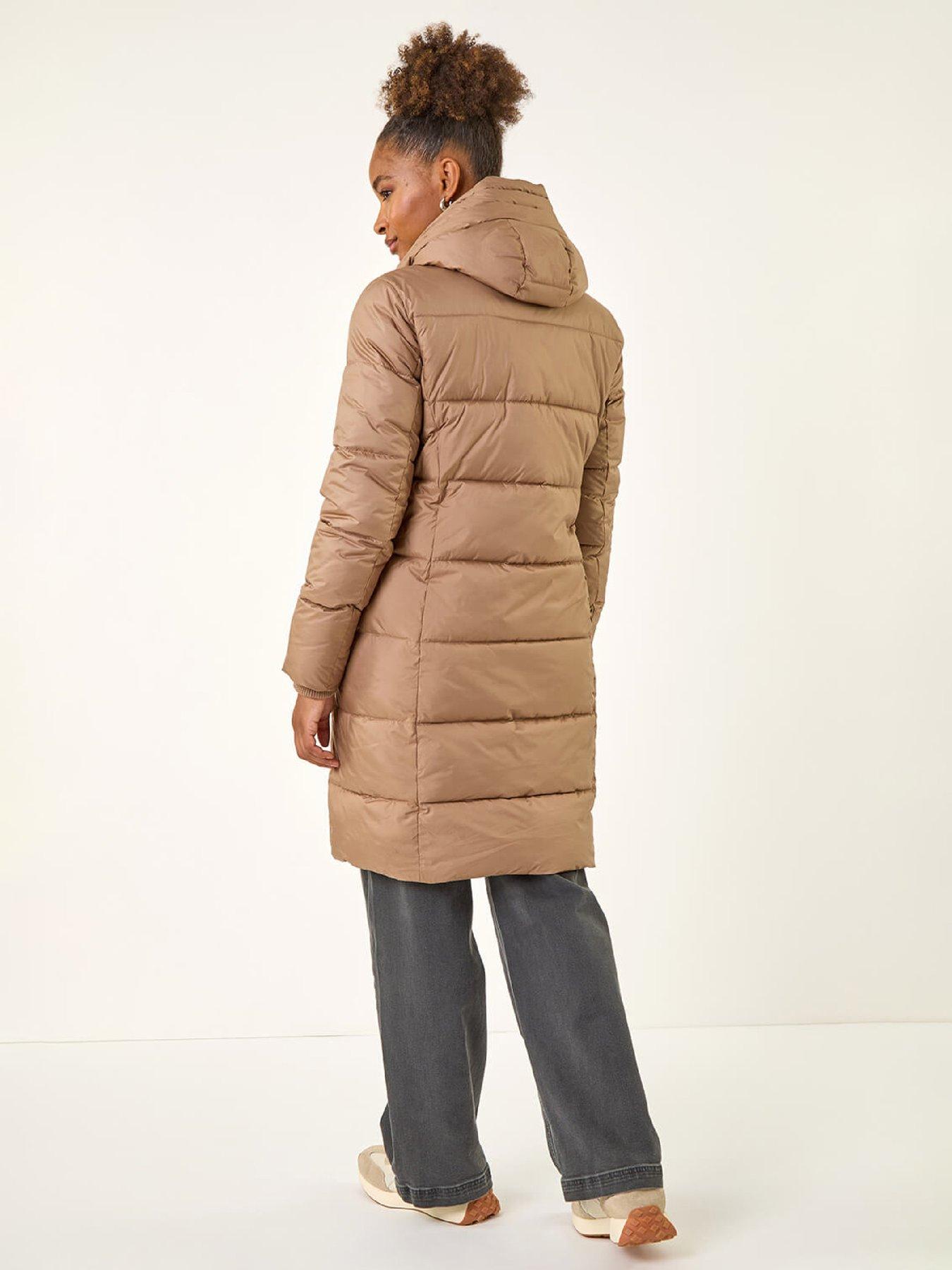 Image 2 of 5 of Roman Longline Padded Hooded Coat - Mocha