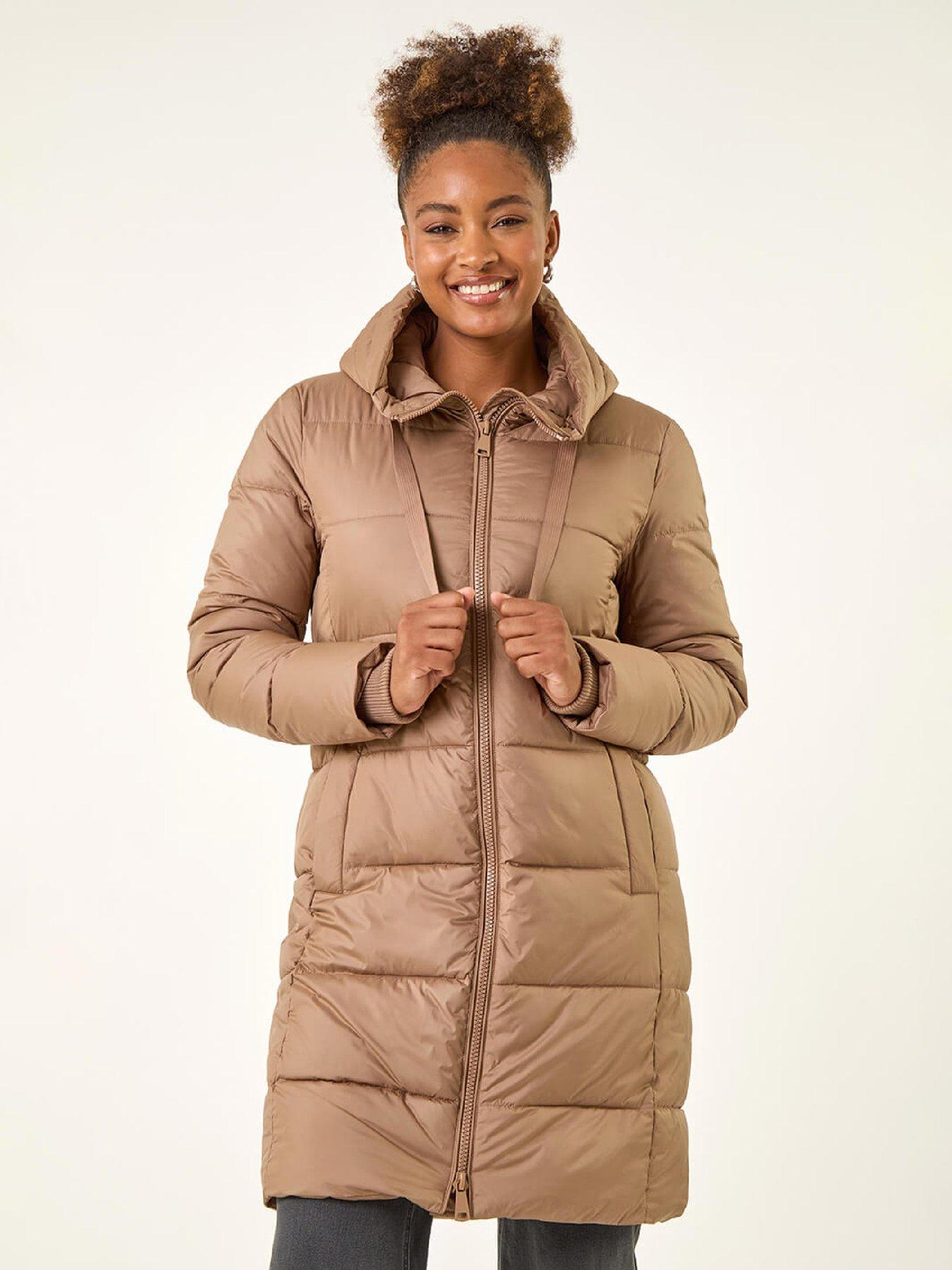 Image 4 of 5 of Roman Longline Padded Hooded Coat - Mocha