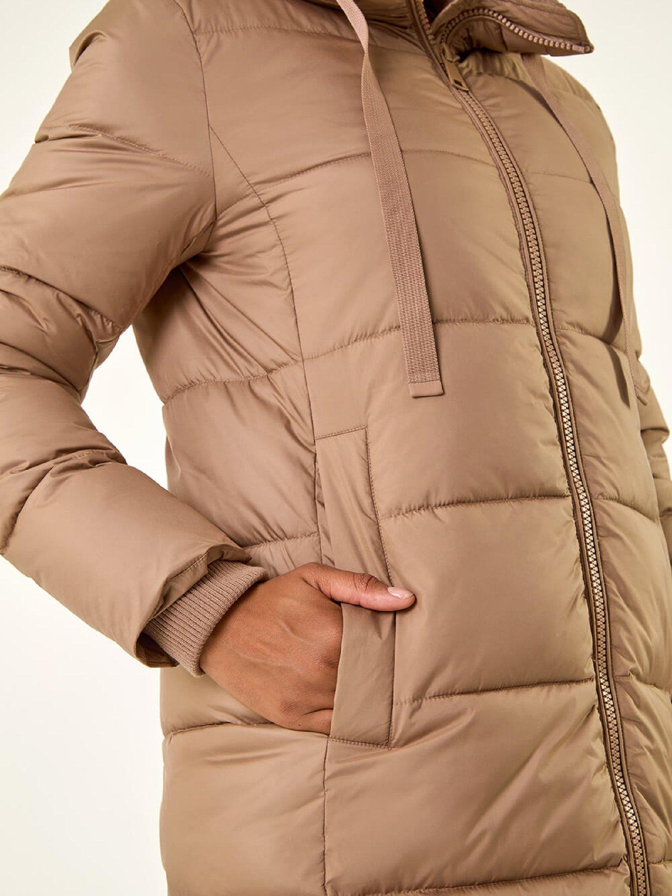 Image 5 of 5 of Roman Longline Padded Hooded Coat - Mocha