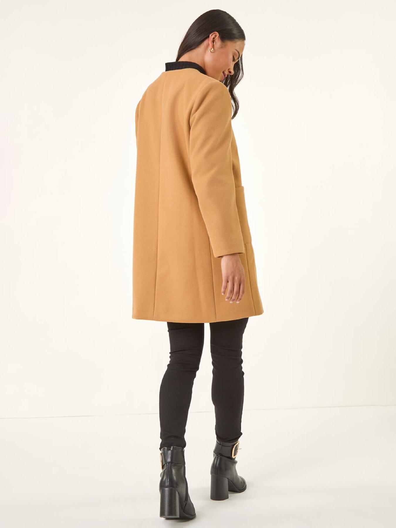 Image 2 of 5 of Roman Petite Patch Pocket Buttoned Coat - Camel