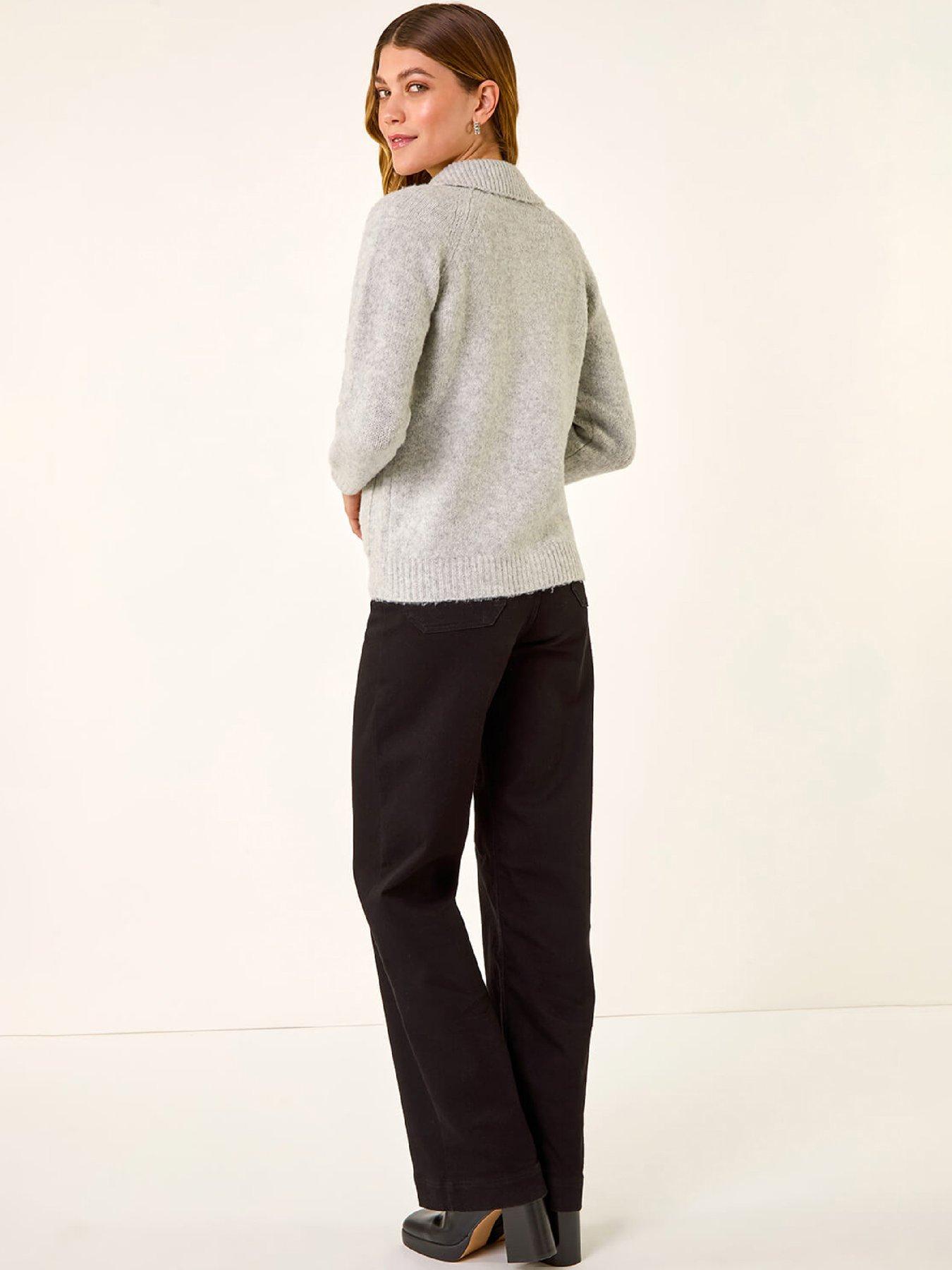 Image 2 of 5 of Roman Bow Buttoned Collared Cardigan - Grey