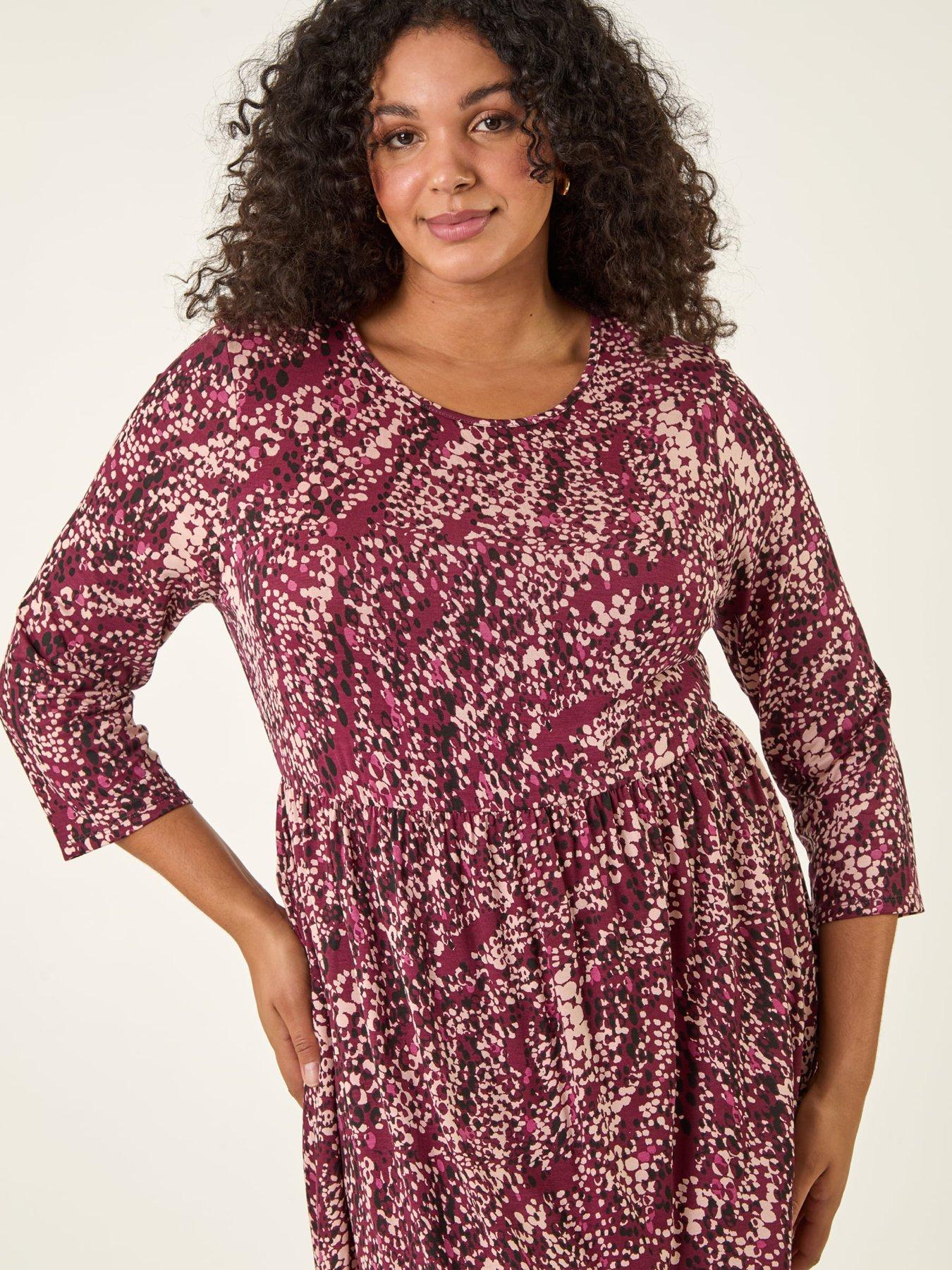 roman-curve-spot-print-stretch-midi-dress-redoutfit