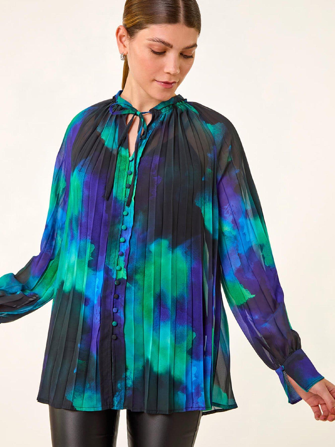 roman-watercolour-tie-neck-pleated-blouse-blue