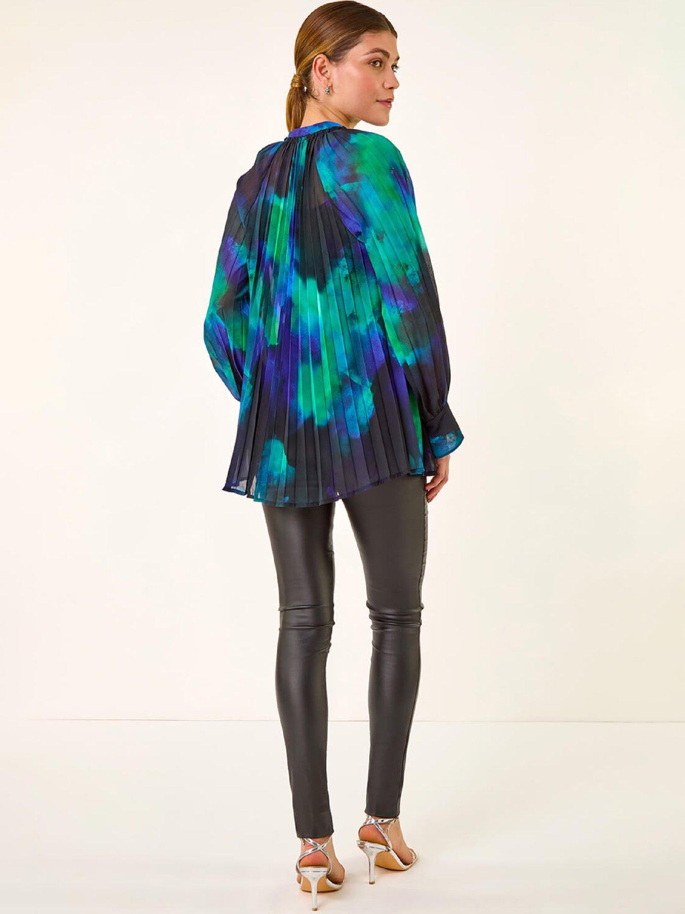 roman-watercolour-tie-neck-pleated-blouse-bluestillFront