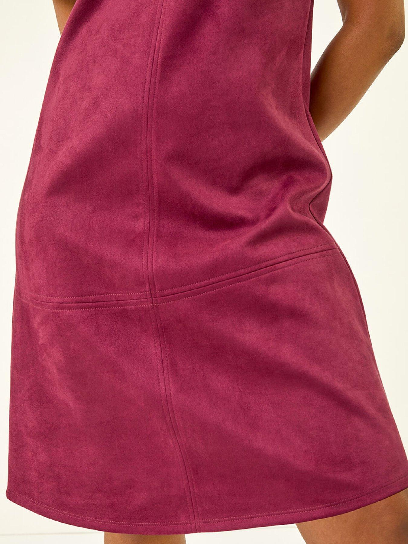 Image 5 of 5 of Roman Petite Suedette Shift Dress - Wine