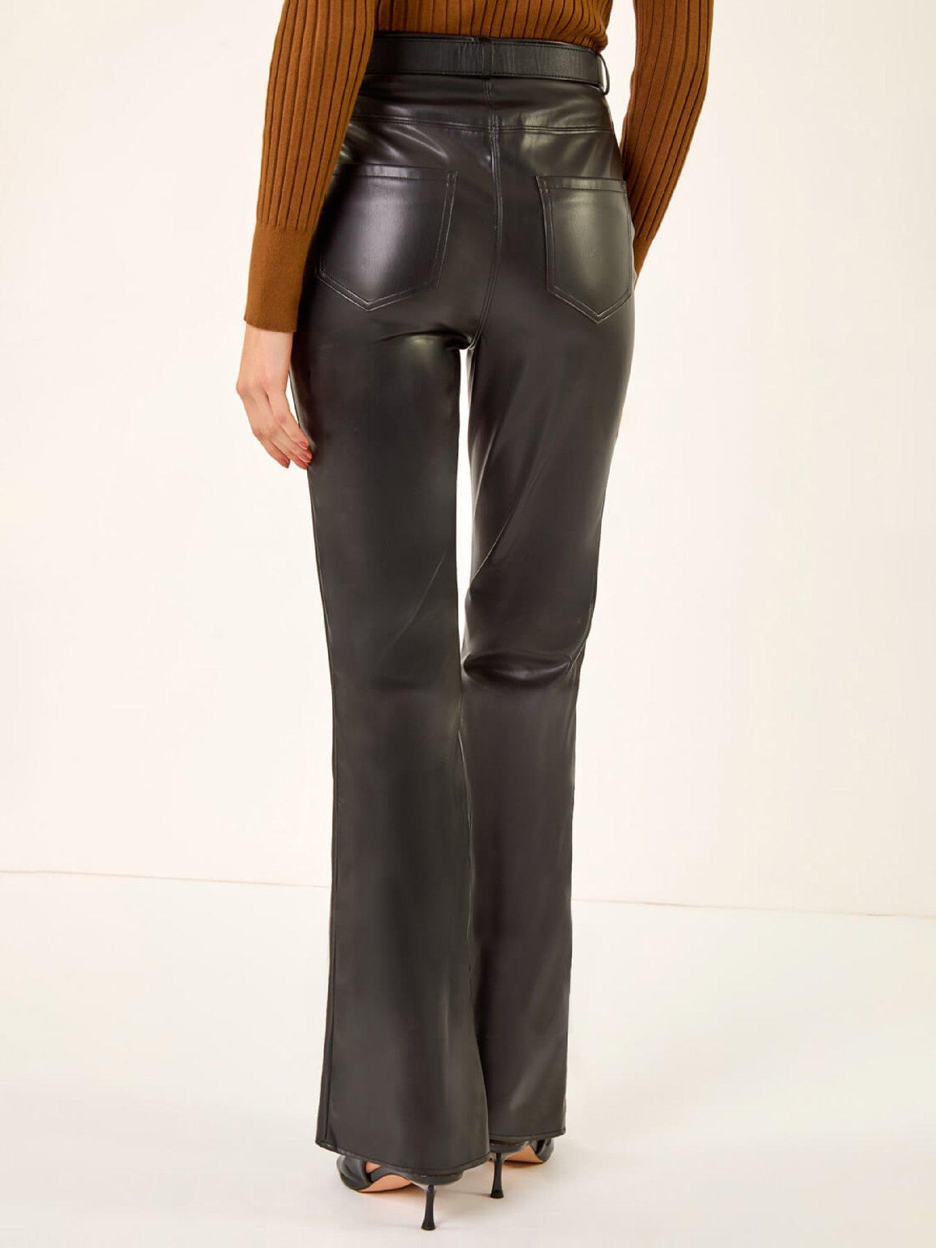 roman-faux-leather-bootcut-trouser-blackstillFront