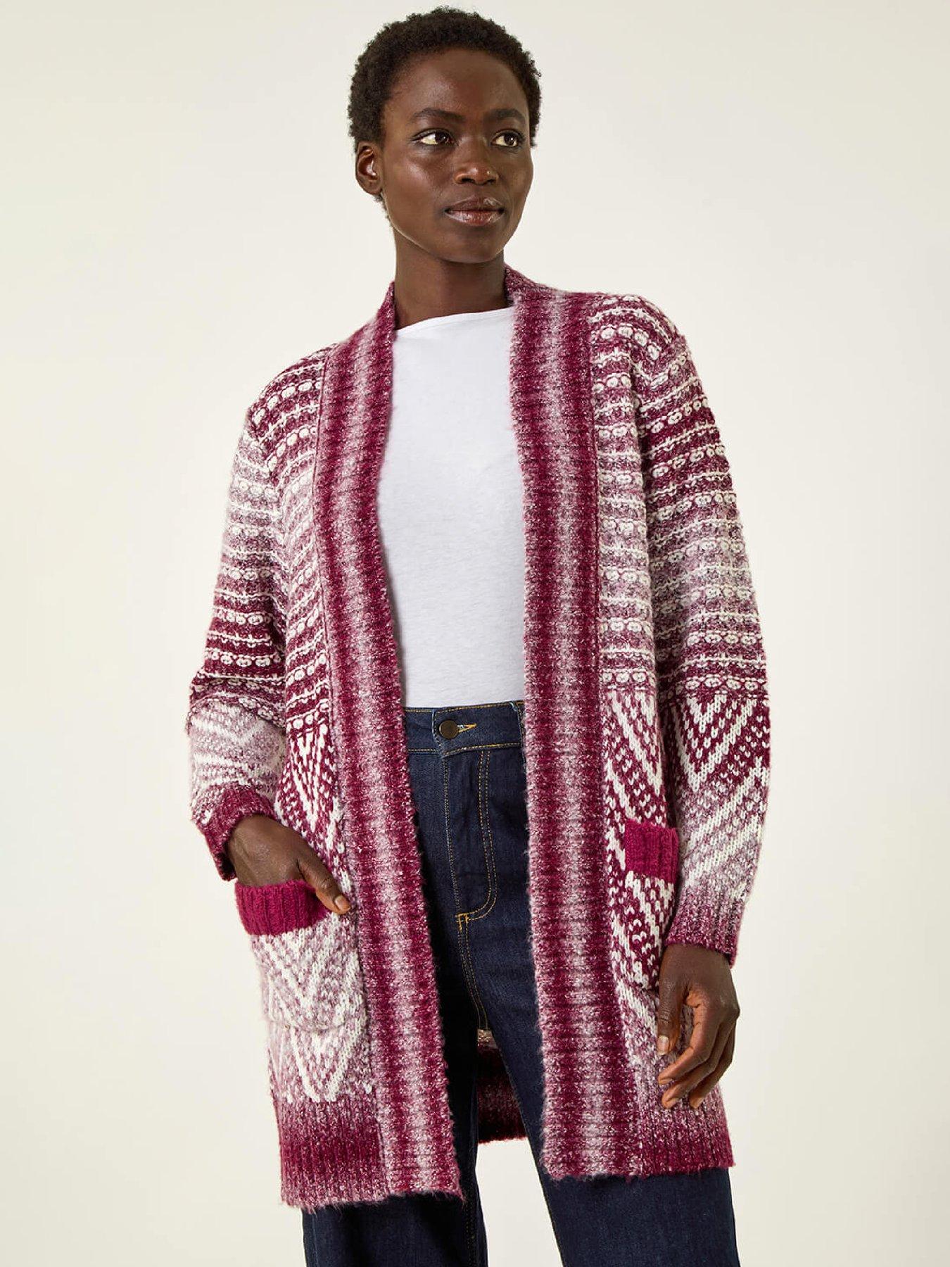 Roman Jacquard Knit Cardigan - Red