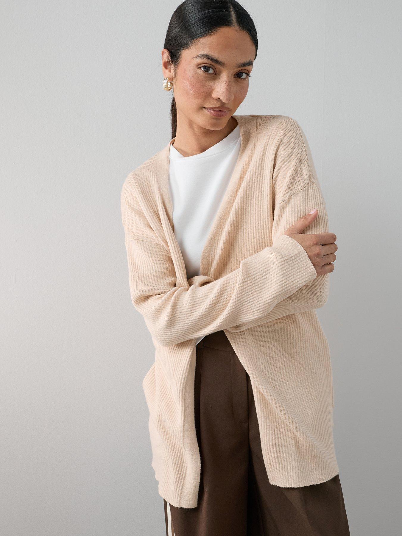Image 1 of 7 of The Very Collection Classic Comfort Ribbed Edge To Edge Cardigan - Beige