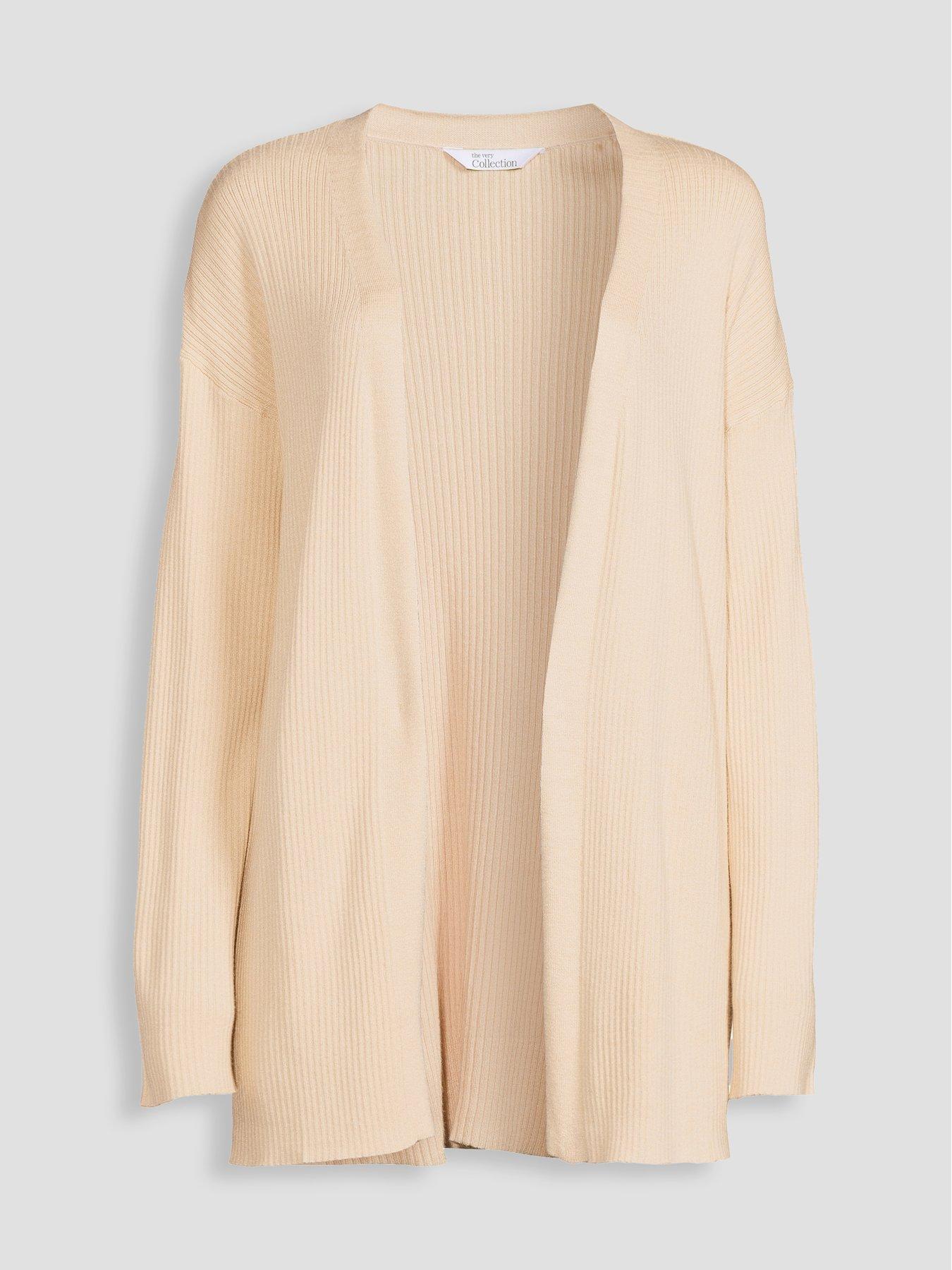 Image 7 of 7 of The Very Collection Classic Comfort Ribbed Edge To Edge Cardigan - Beige