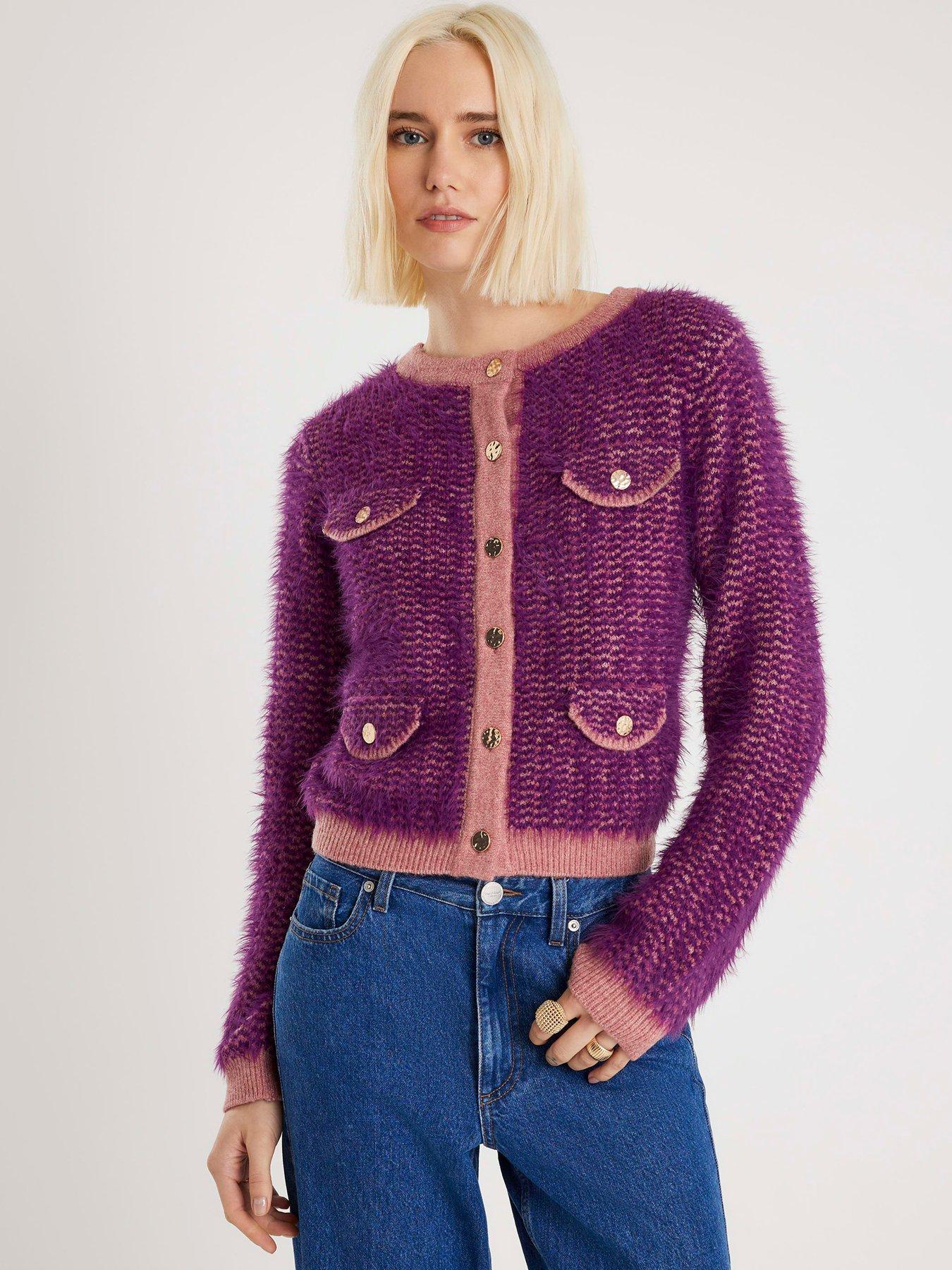 River Island Boucle Cardigan - Purple