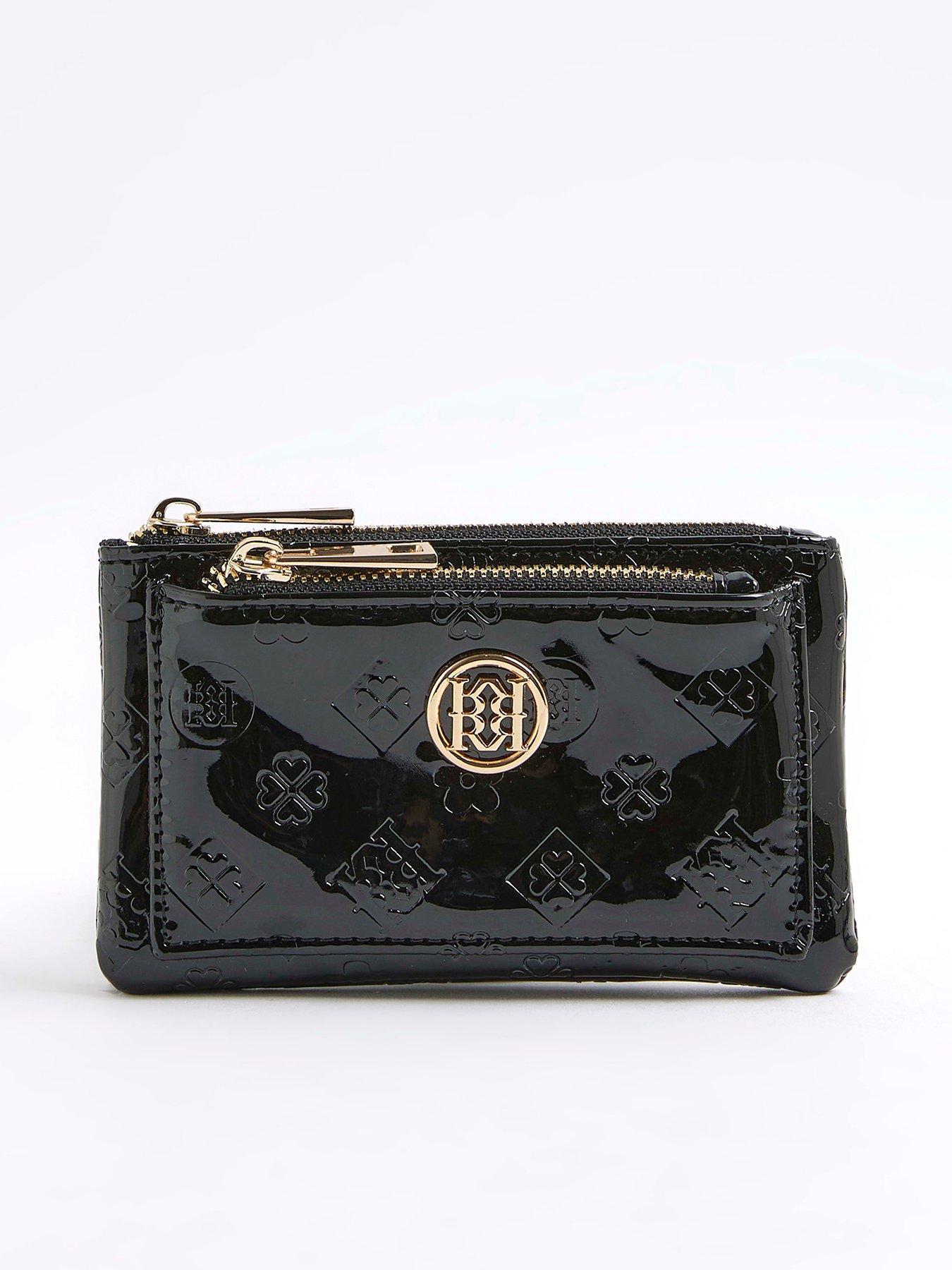 river-island-embossed-patent-pouch-black