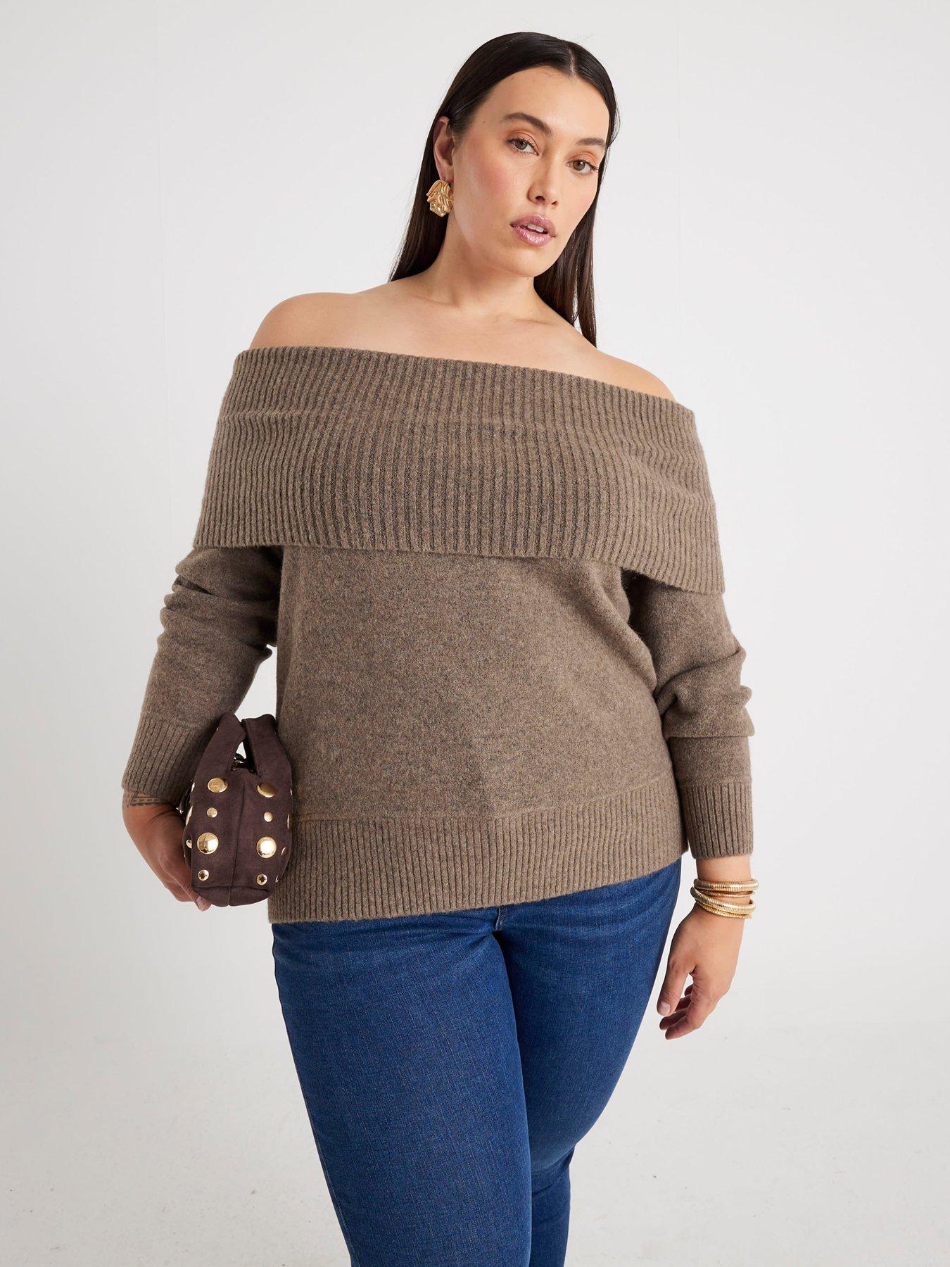 river-island-knitted-bardot-jumper-browndetail